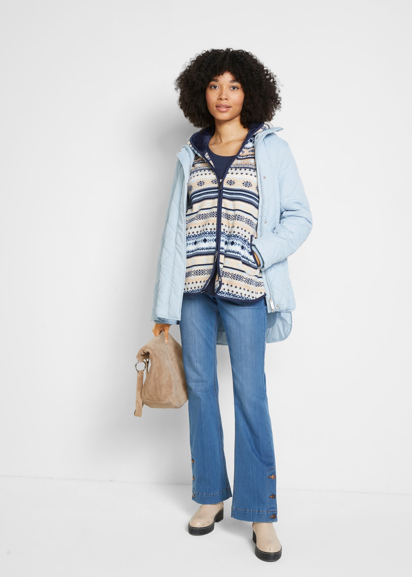 bonprix Fleecejacke »Kapuzen-Fleecejacke mit Norweger-Muster« mit Kapuze mit Norweger-Muster, mit Kapuze, kuscheliges Material