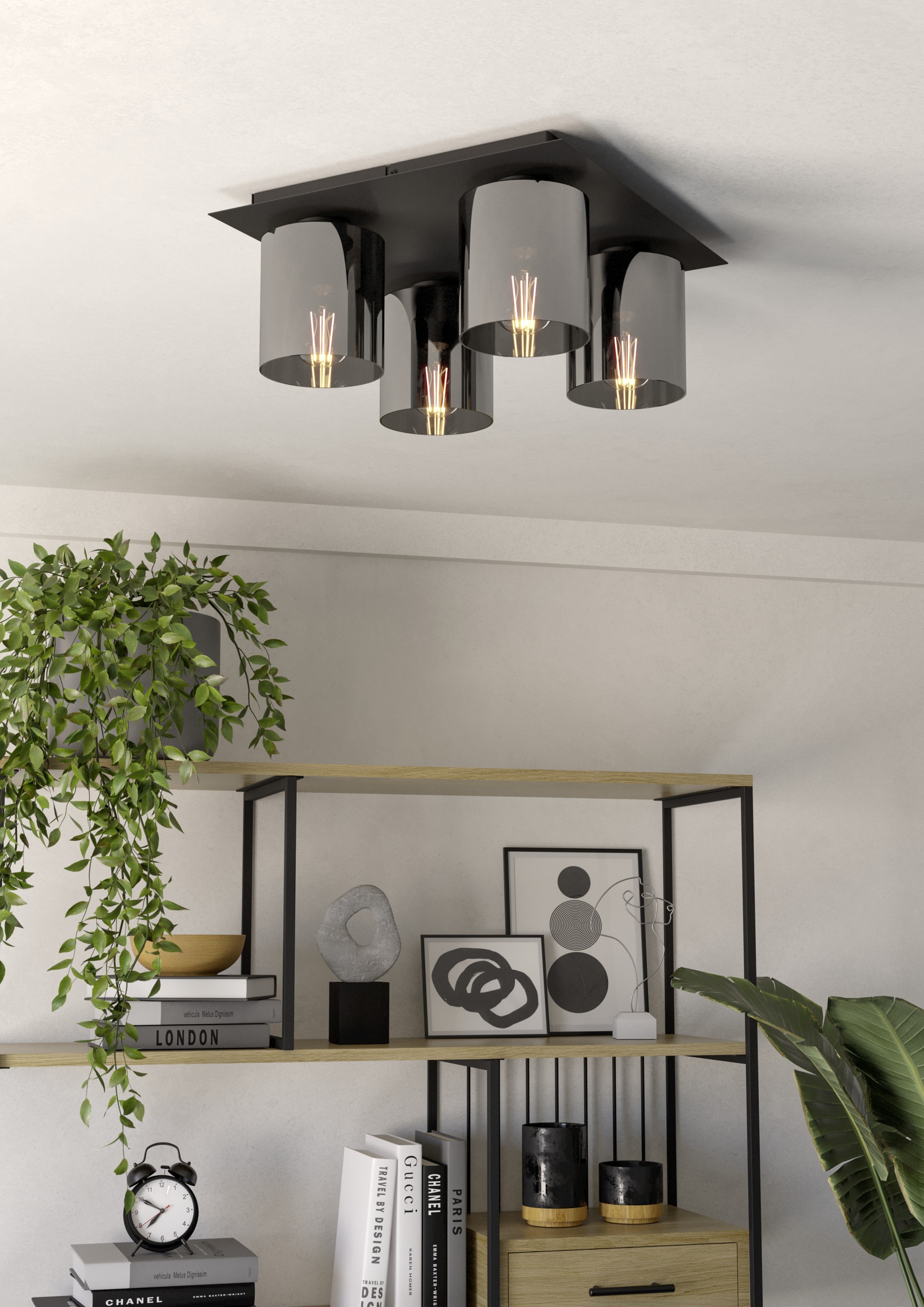 EGLO LED Deckenleuchte »GOROSIBA 1 Deckenlampe - Stahl - E27 - 4X40W - IP20« E27 1 Stk. Wohzimmerlampe, Esszimmerlampe, Flur, Schlafzimmer, L38 x B38 x H17 cm