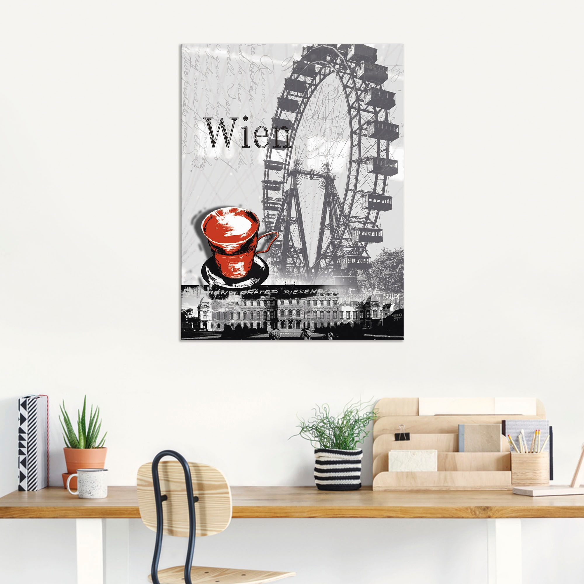Artland Wandbild »Wien - Melange - Kaffee«, Gebäude, (1 St.), als Alubild, Outdoorbild, Leinwandbild, Poster in verschied. Größen