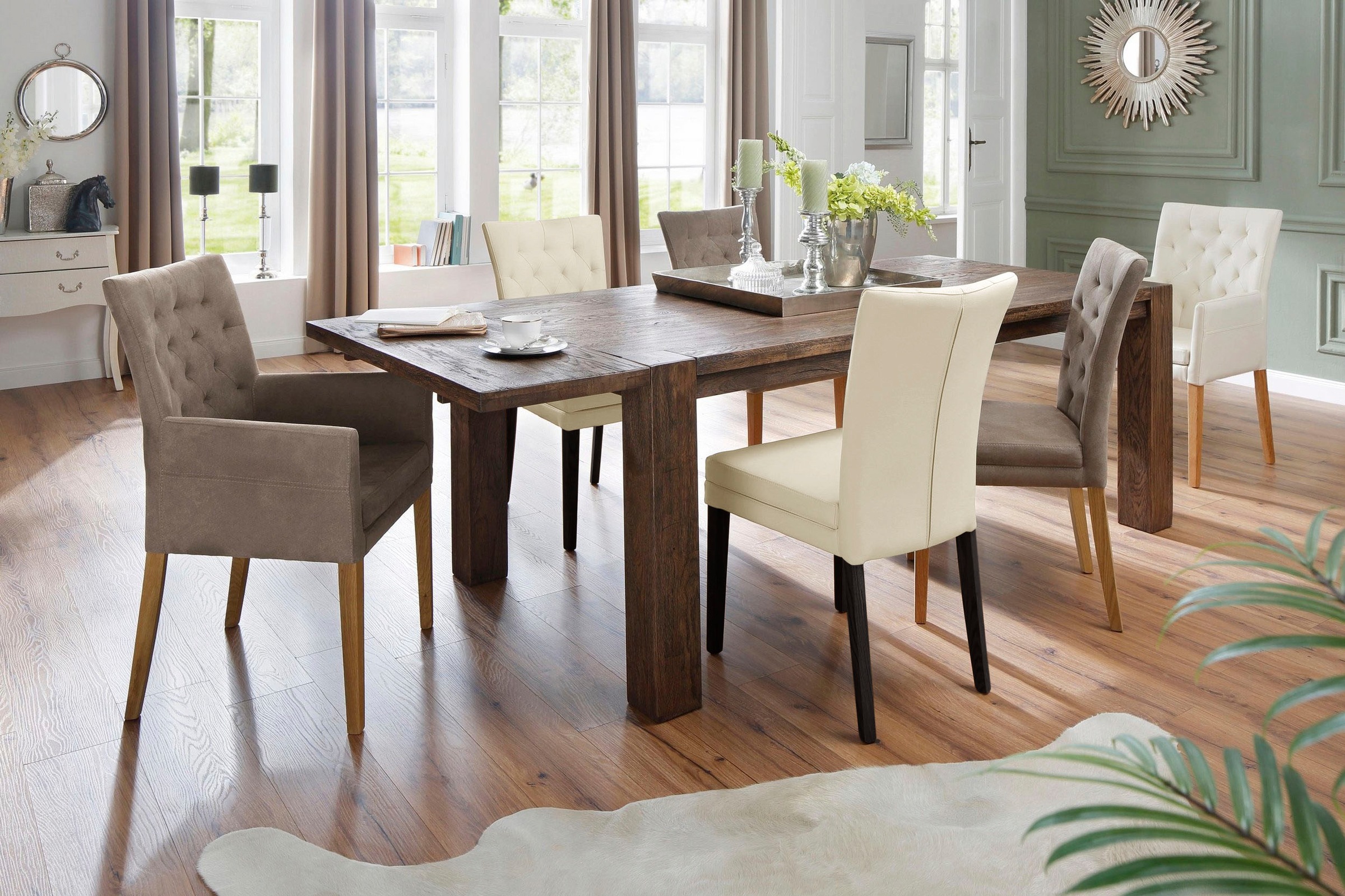 Home affaire 4-Fußstuhl »Colorado«, (Set), 2 St., Kunstleder, Beine aus Buche, wengefarben lackiert, Im 2er, 4er oder 6er-Set