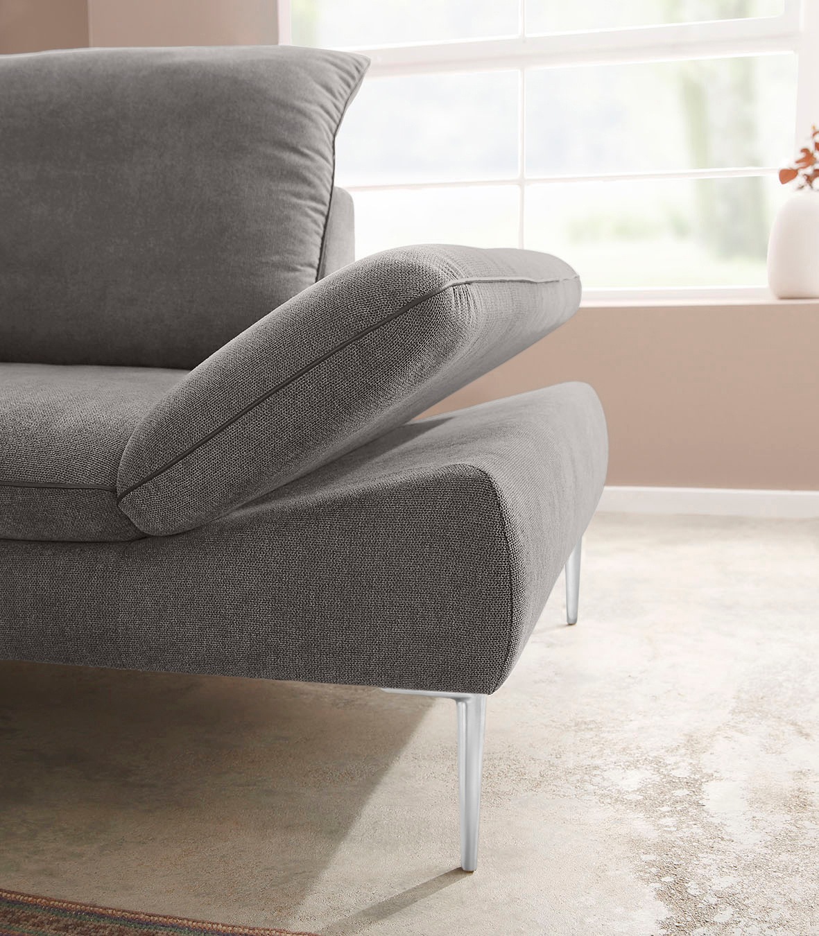 W.SCHILLIG Ecksofa »enjoy&MORE, Designsofa, elegant und bequem, L-Form«, mit Sitztiefenverstellung, Füße Chrom glänzend, Breite 294 cm