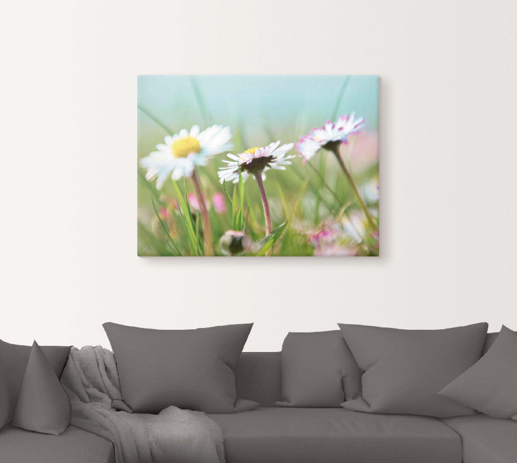 Artland Leinwandbild »Gänseblümchen Romantik«, Blumen, (1 St.), auf Keilrahmen gespannt