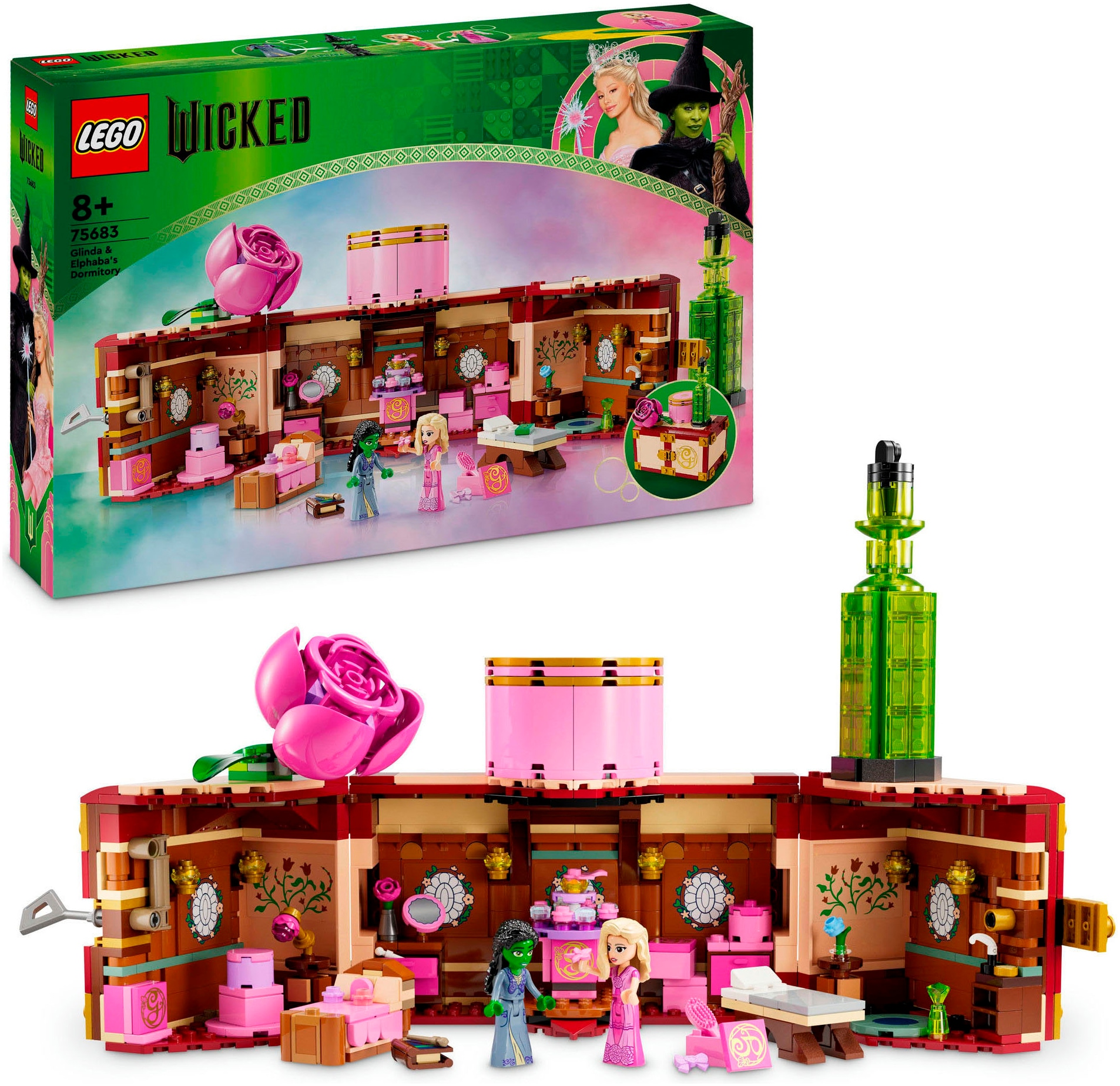 LEGO® Konstruktionsspielsteine »Glindas und Elphabas Schlafsaal (75683), LEGO Wicked«, (740 St.), Made in Europe