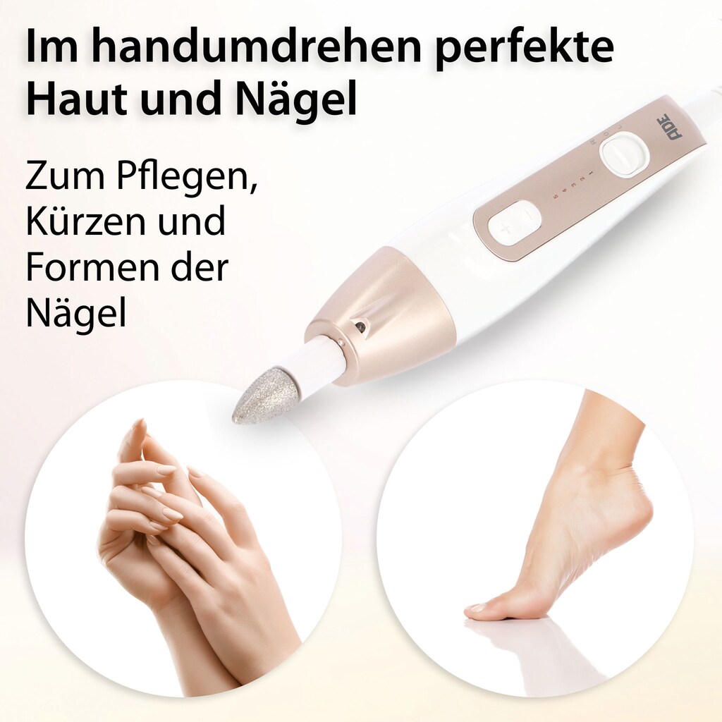 ADE Maniküre-Pediküre-Set »CM2100«, (7 tlg.), zur Nagel- & Fußpflege mit elektrischer Nagelfeile & -fräser