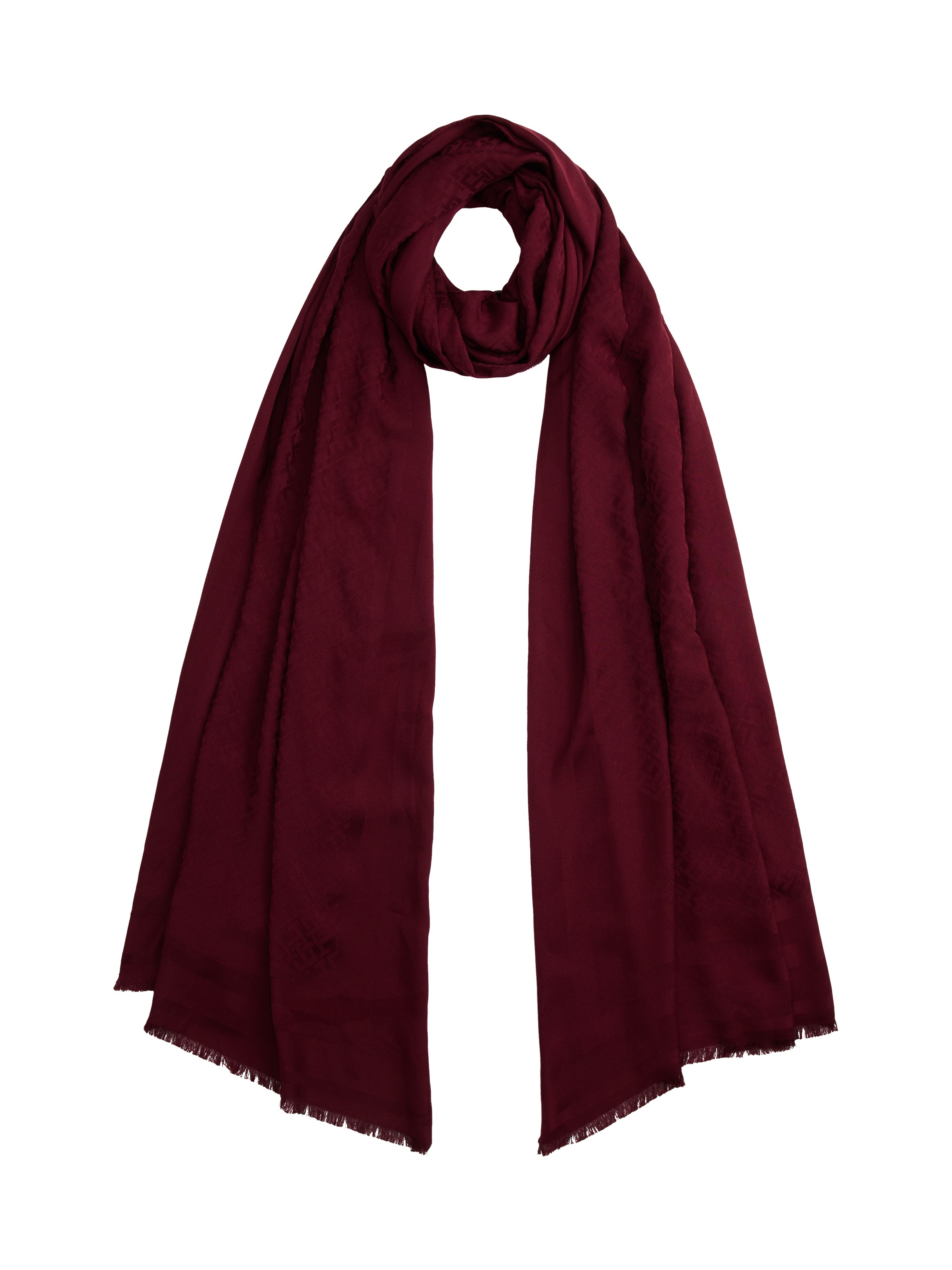 TOMMY HILFIGER Schal »TH MONOGRAM« mit Fransen und TH-Monogramm Deep Rouge