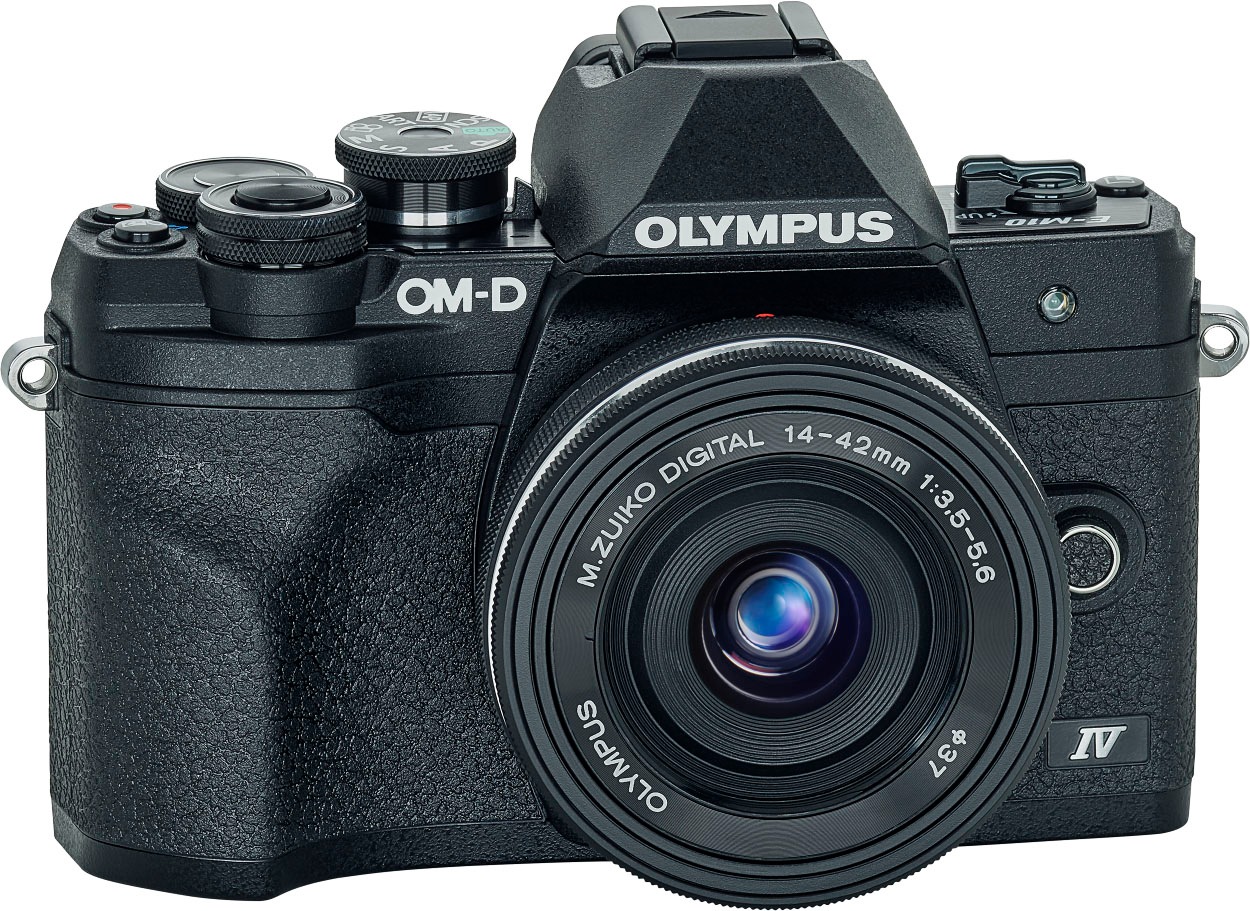 Olympus Systemkamera »E-M10 Mark IV«, M.Zuiko Digital ED 14‑42mm F3,5-5,6 EZ Pancake, 20,3 MP, Bluetooth-WLAN (WiFi), +BLS-50, F-5AC USB-AC Adapter, USB cable, Shoulder Strap