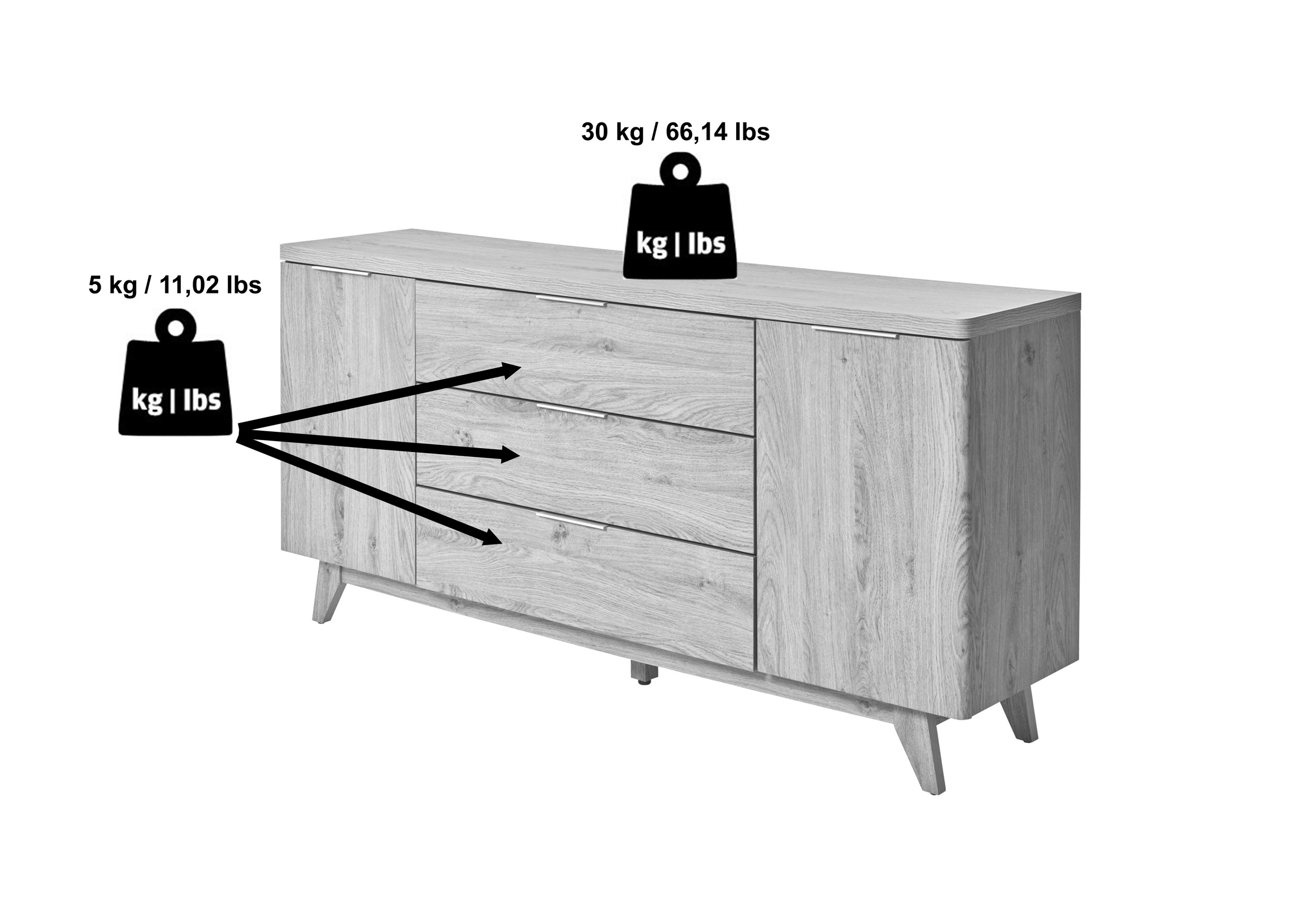 Jahnke Sideboard »LIBRE SB 150«, (1 St.), Sideboard, Kommode, skandinavisch, Montana-Eiche, Breite 150 cm