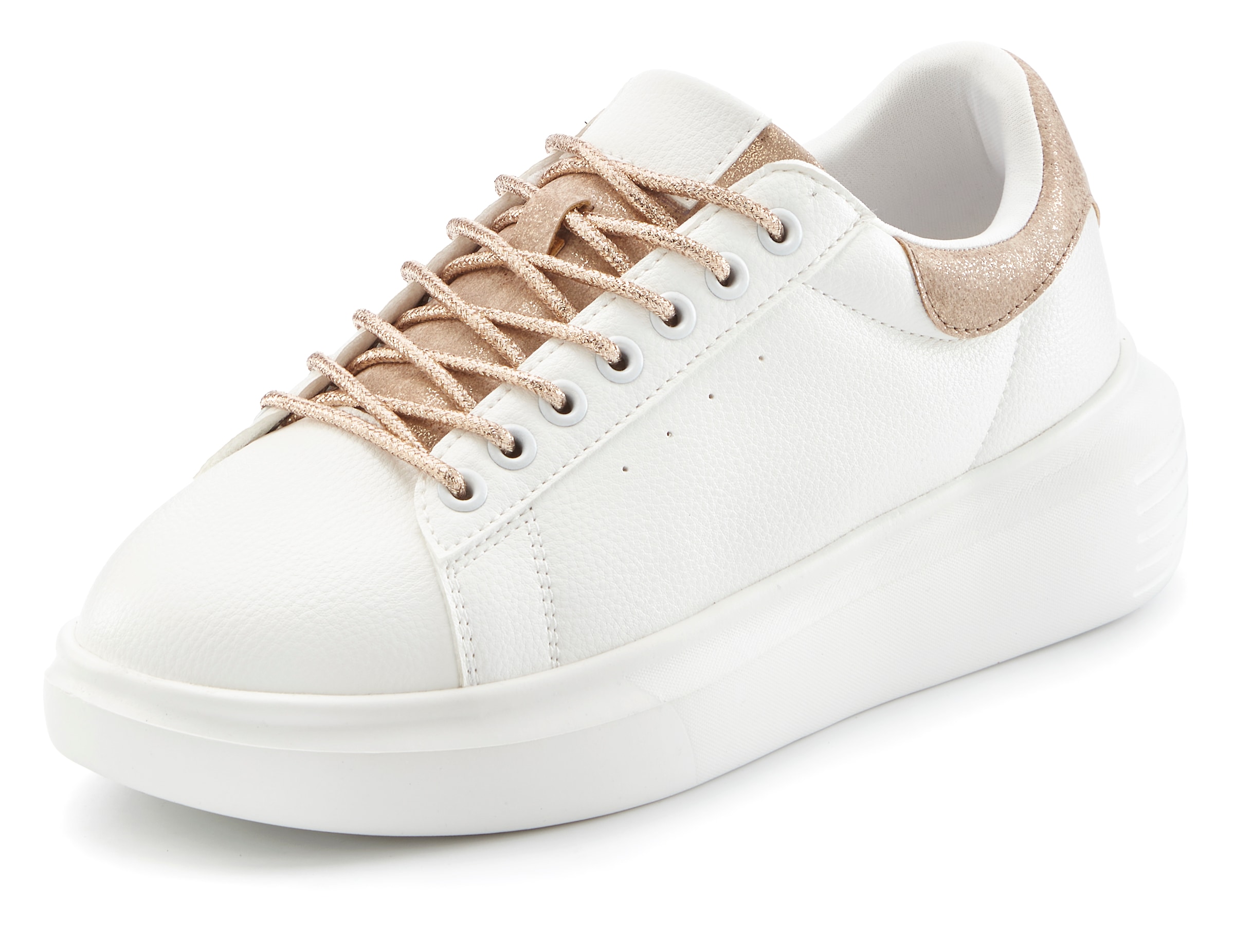 LASCANA Sneaker »Freizeitschuhe, Halbschuhe, Slip-On-Sneaker,«  mit Metallicdetails und elastischen Schnürbändern VEGAN