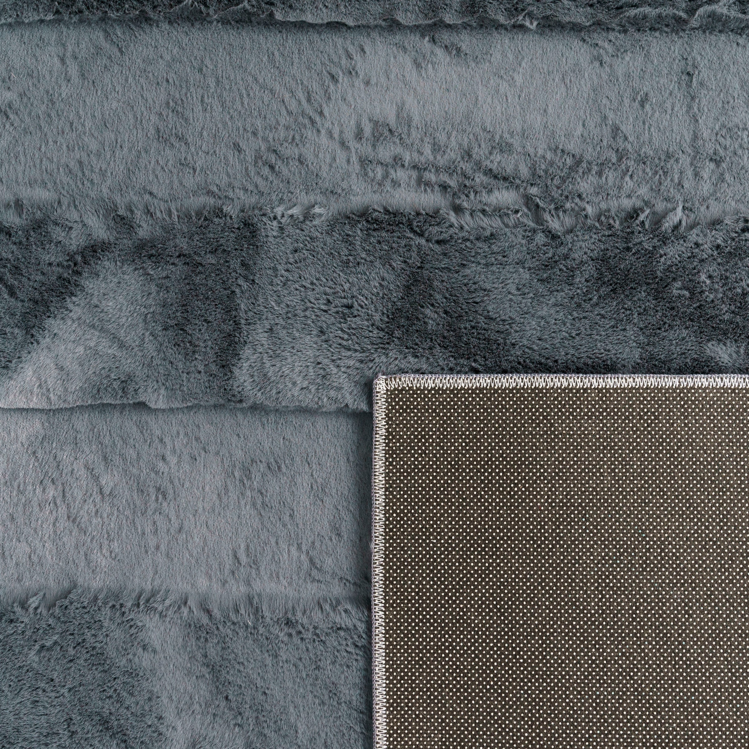 Paco Home Hochflor-Teppich »Arnheim 744«, rechteckig, 24 mm Höhe, Uni Farben, gestreift, besonders weich, Hoch-Tief Effekt