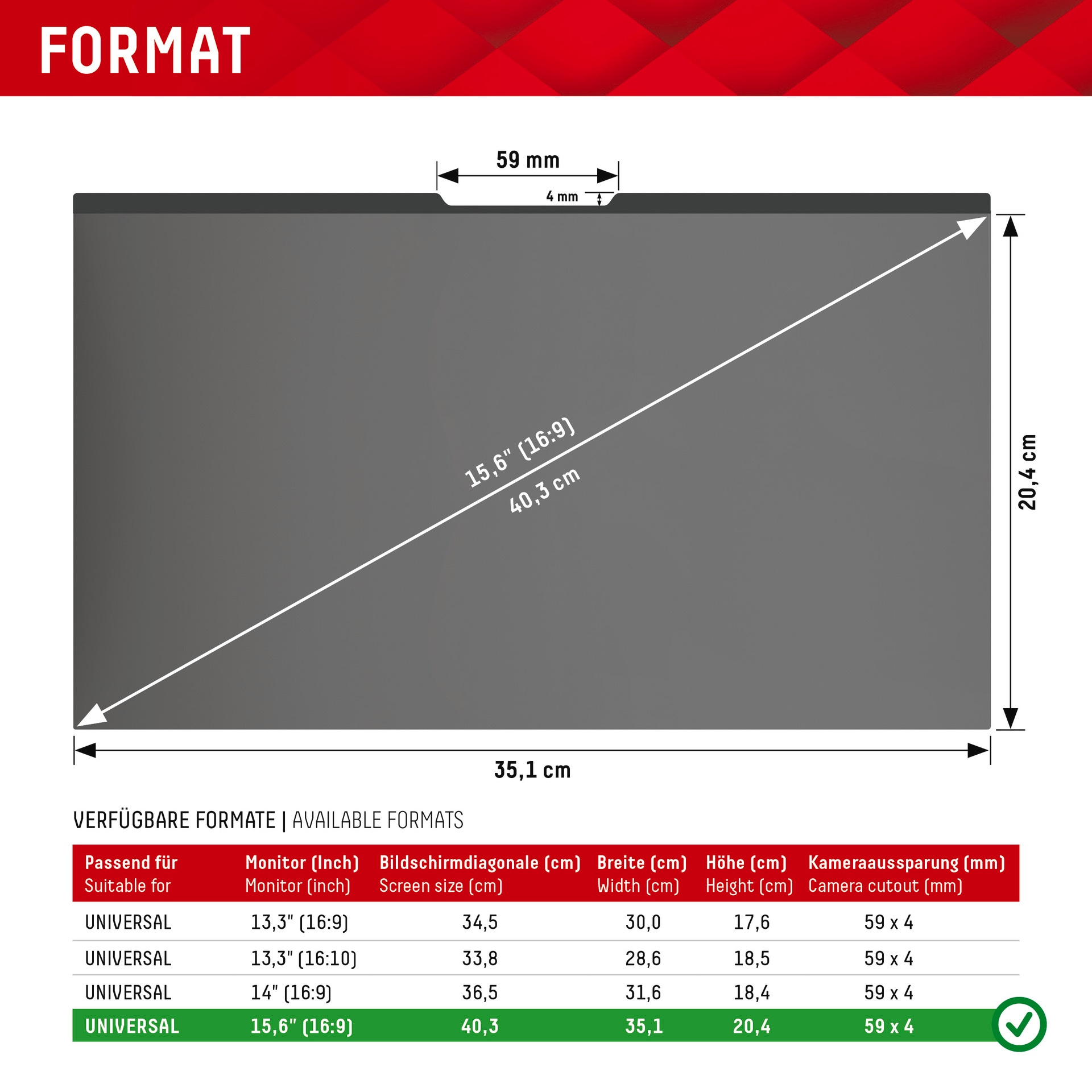 Displex Displayschutzfolie »Privacy Safe - Universal 15,6, 16:9« Blickschutzfilter