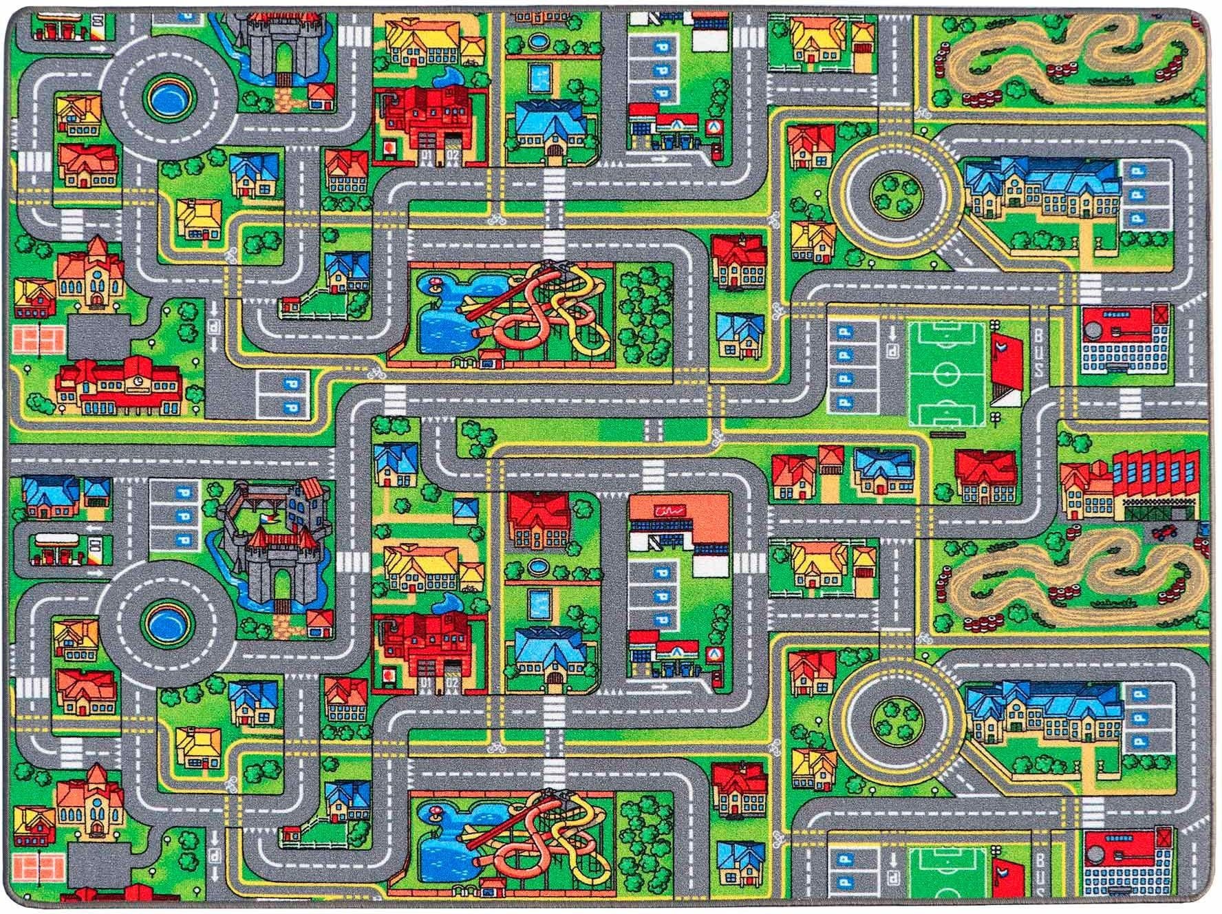 Primaflor-Ideen In Textil Kinderteppich »Streets, Made In Belgium« Rechteckig 5 Mm Höhe Straßen-Spiel-Teppich, Straßenbreite Ca. 9 Cm,