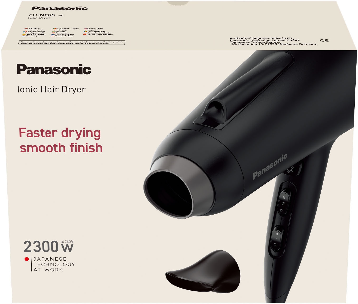 Panasonic Ionic-Haartrockner »EH-NE85-K825«, 2300 W, 2 Aufsätze, Ionen Haartrockner, Air Boost-Technologie