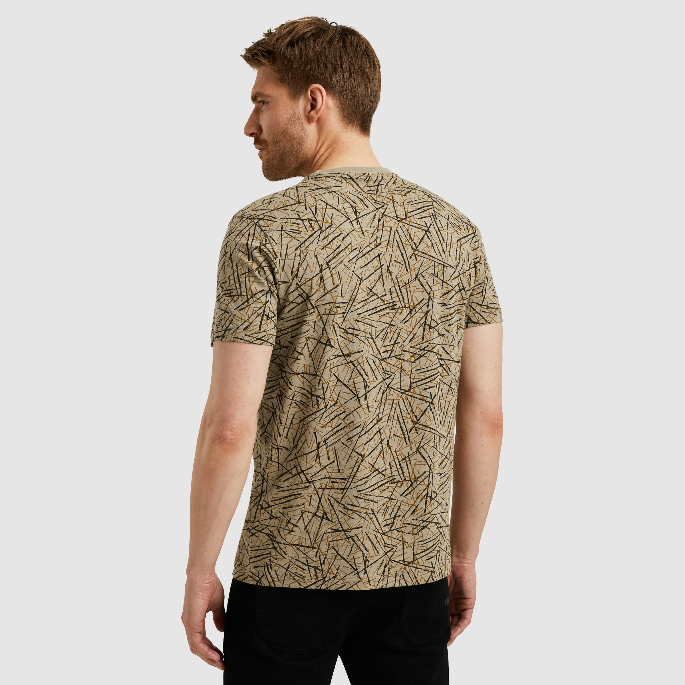 PME LEGEND T-Shirt »Short sleeve r-neck slub jersey aop« Allover-Druck mit Logo-Badge