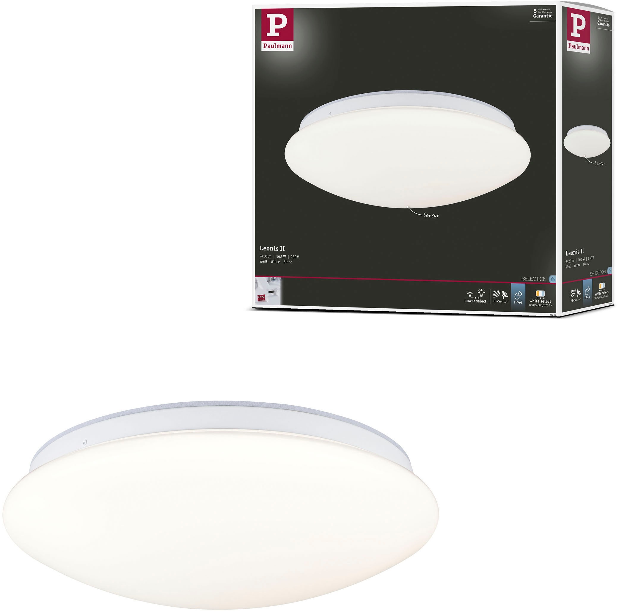 Paulmann LED Wandleuchte »LED Wandleuchte Leonis IP44 HF-Sensor weiß«, 1 fl günstig online kaufen