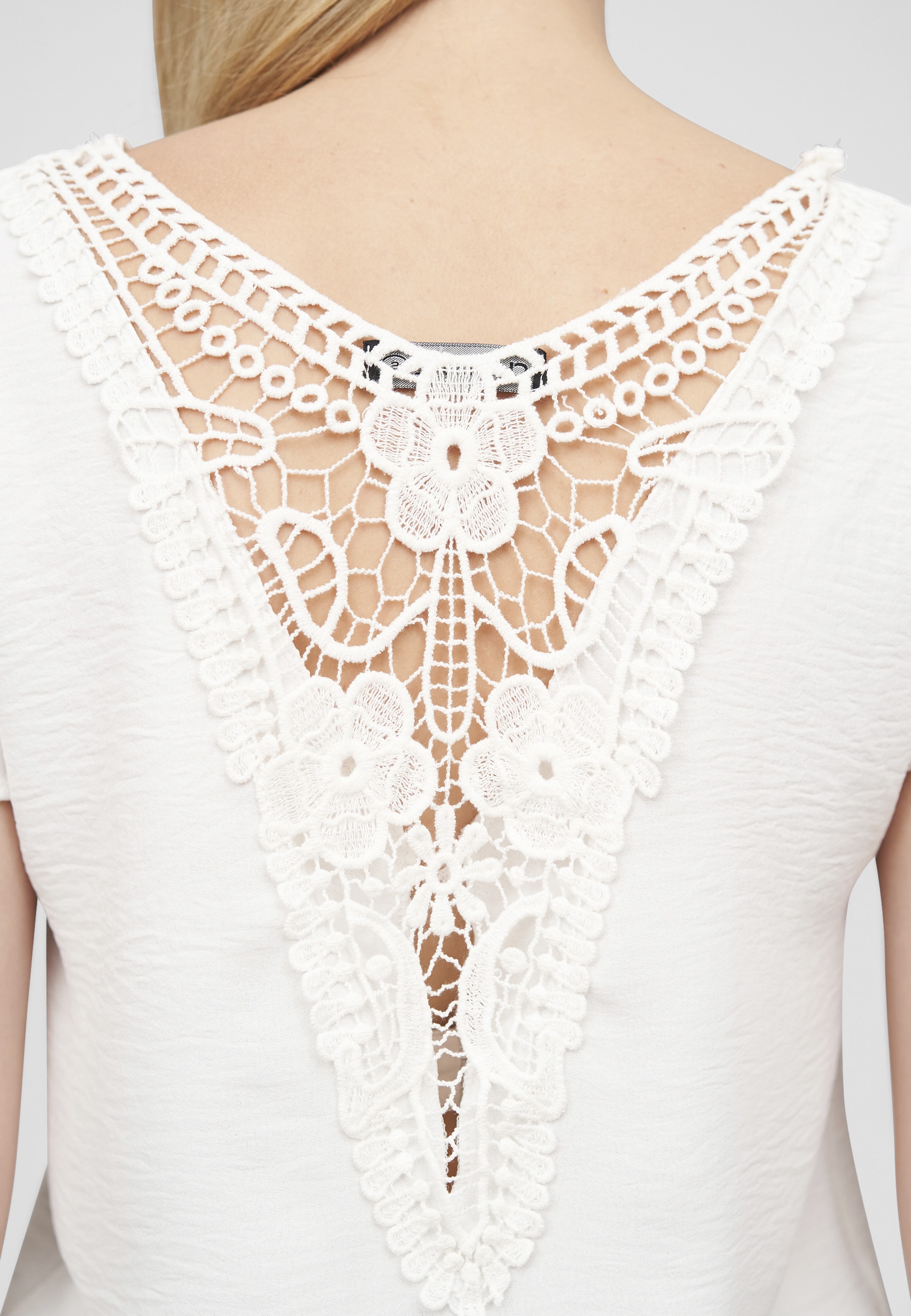 CLOUD 5IVE T-Shirt »CLOUD 5IVE Cloud5ive Damen Musselin Top mit Spitzenbesatz hinten« 1 Stk.