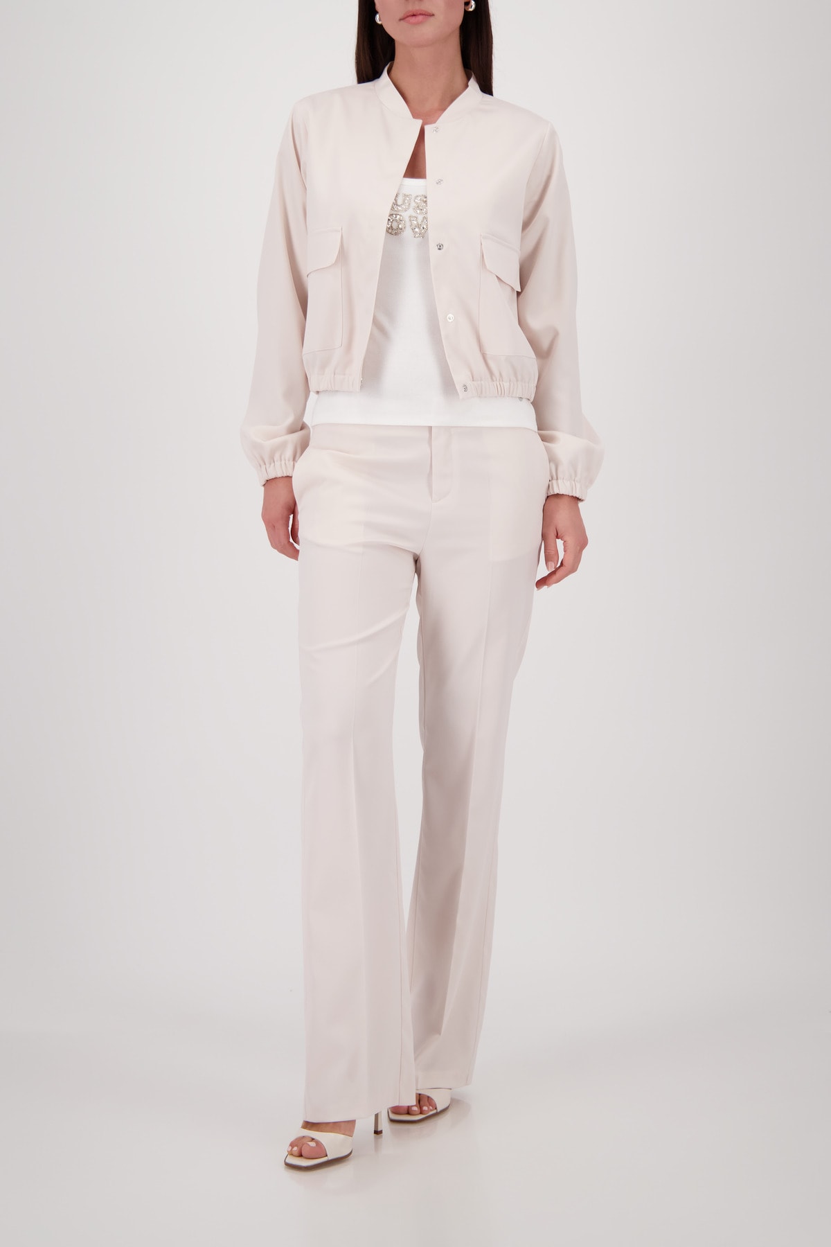 Monari Cargojacke »Jacke Satin Cargo« ohne Kapuze Regular fit mit Stehkragen