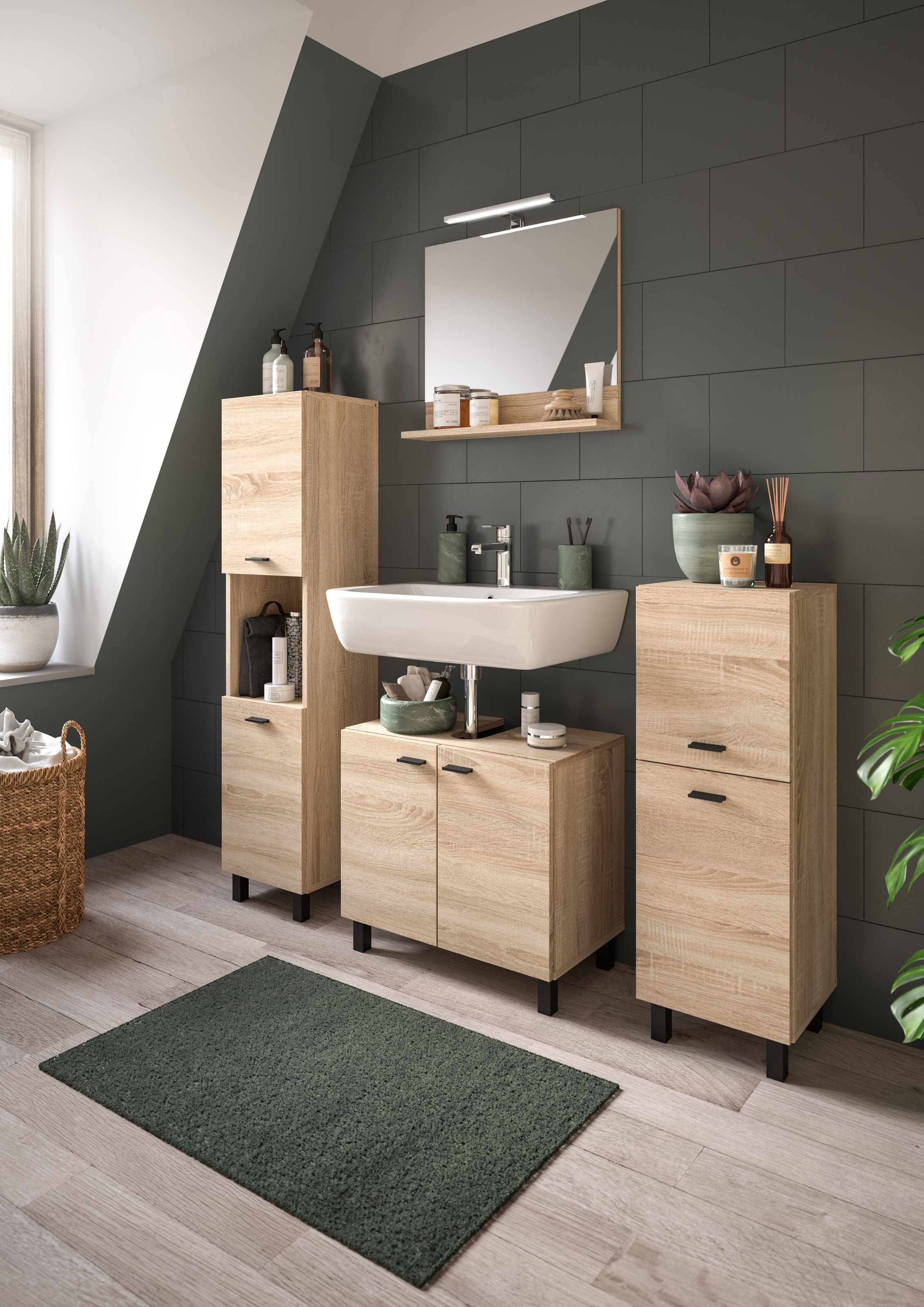 welltime Badmöbel-Set »Tampa, Breite 137cm, 4-teilig« 4 Stk. tlg. Waschbeck günstig online kaufen