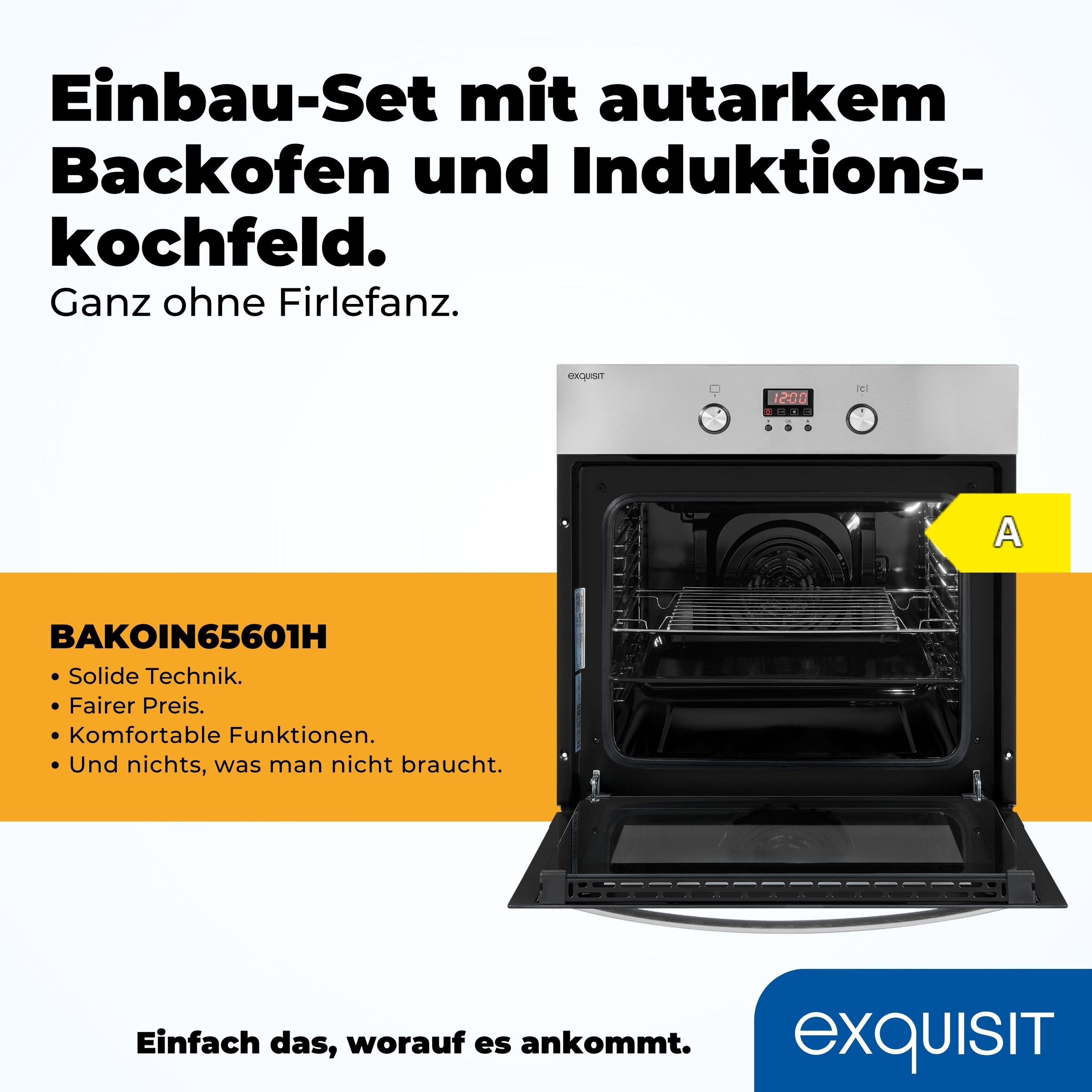 exquisit Backofen-Set »EBE 65-1 H«, mit Teleskopauszug nachrüstbar