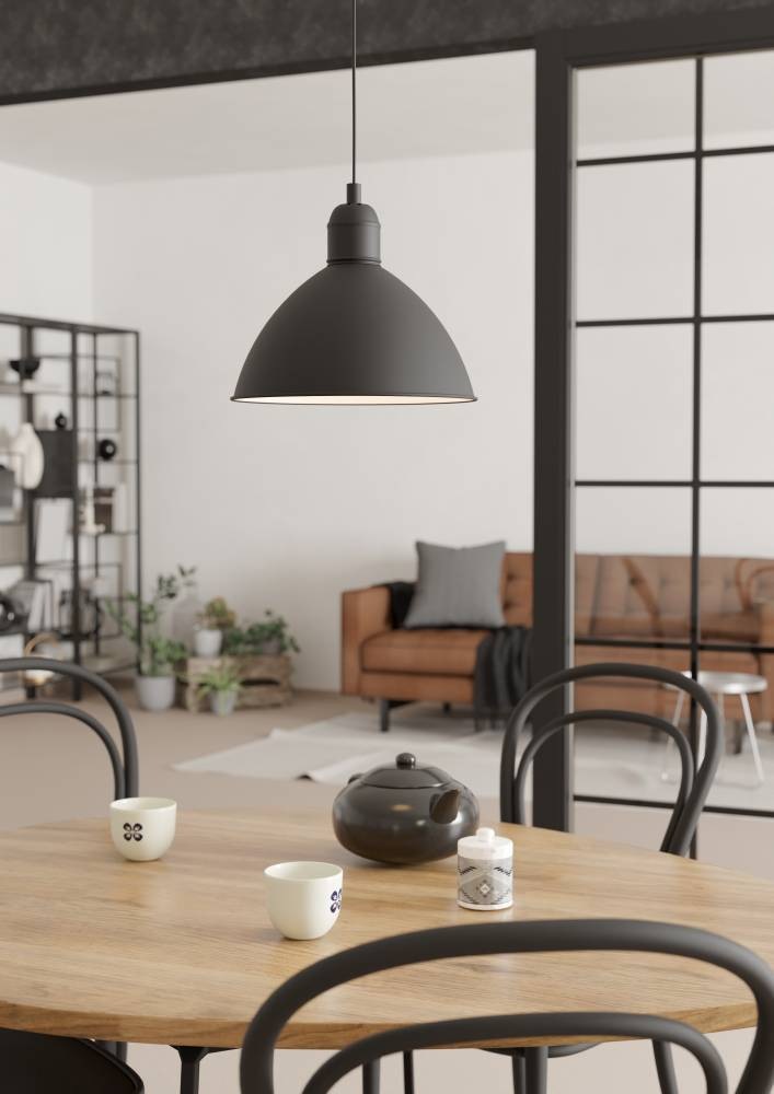 EGLO Hängeleuchte »HYKEHAM Pendellampe, Stahl, E27, Hängelampe, Esszimmerlampe, Lampe«, 1 flammig, Leuchtmittel E27 | ohne Leuchtmittel, Hängeleuchte, H110 x Ø30,50 cm, schwarz, weiss, 1X40W exkl.