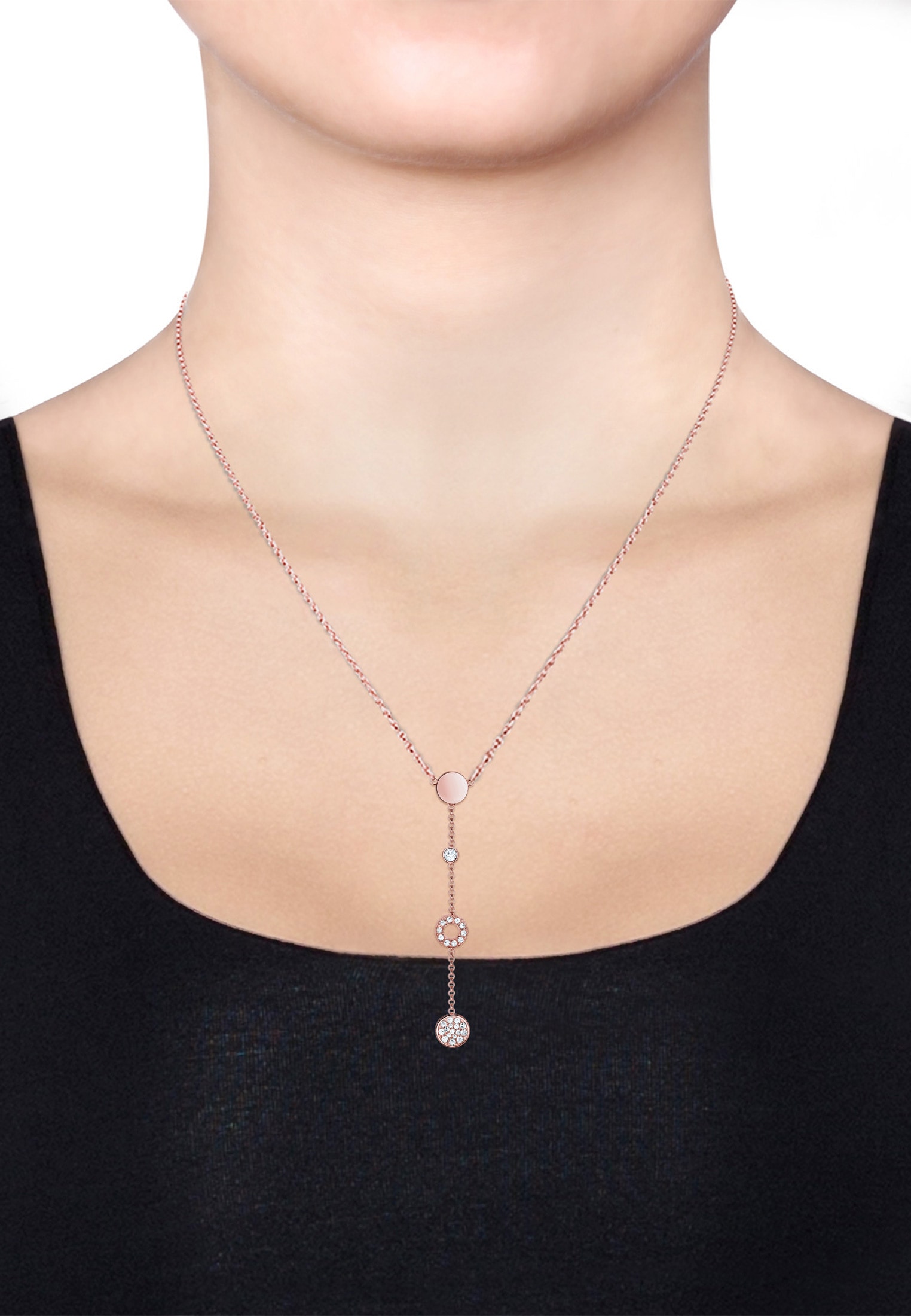 Elli Collierkettchen »Kreis Glas Kristalle Weiß 925 Sterling Silber«