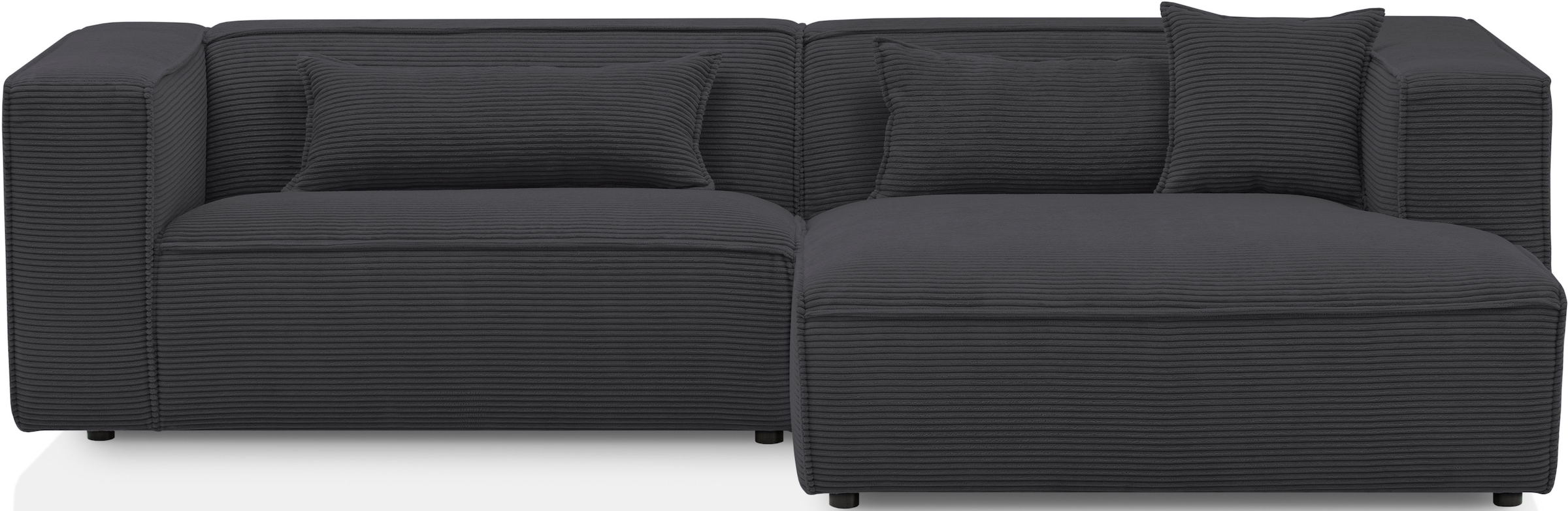 LeGer Home by Lena Gercke Ecksofa »PIARA mit Kedernaht, Cord, Leinenoptik o. Strukturstoff, Couch, L-Form« wahlweise Ottomane rechts/links, schwarze Füße, bequemer Sitzkomfort