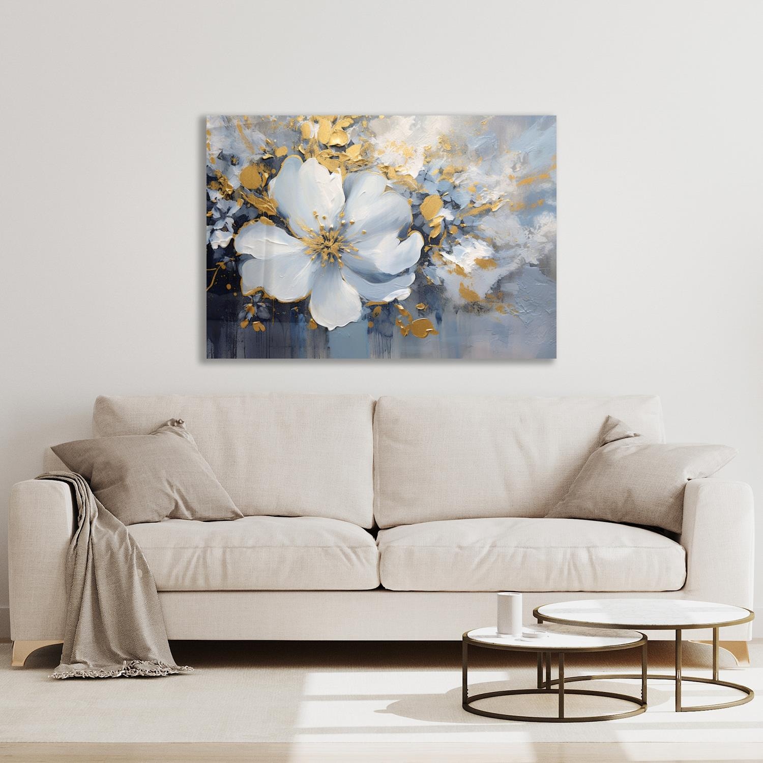 queence Leinwandbild »The golden Flower« Blumen   Blumenbilder   Blätter günstig online kaufen