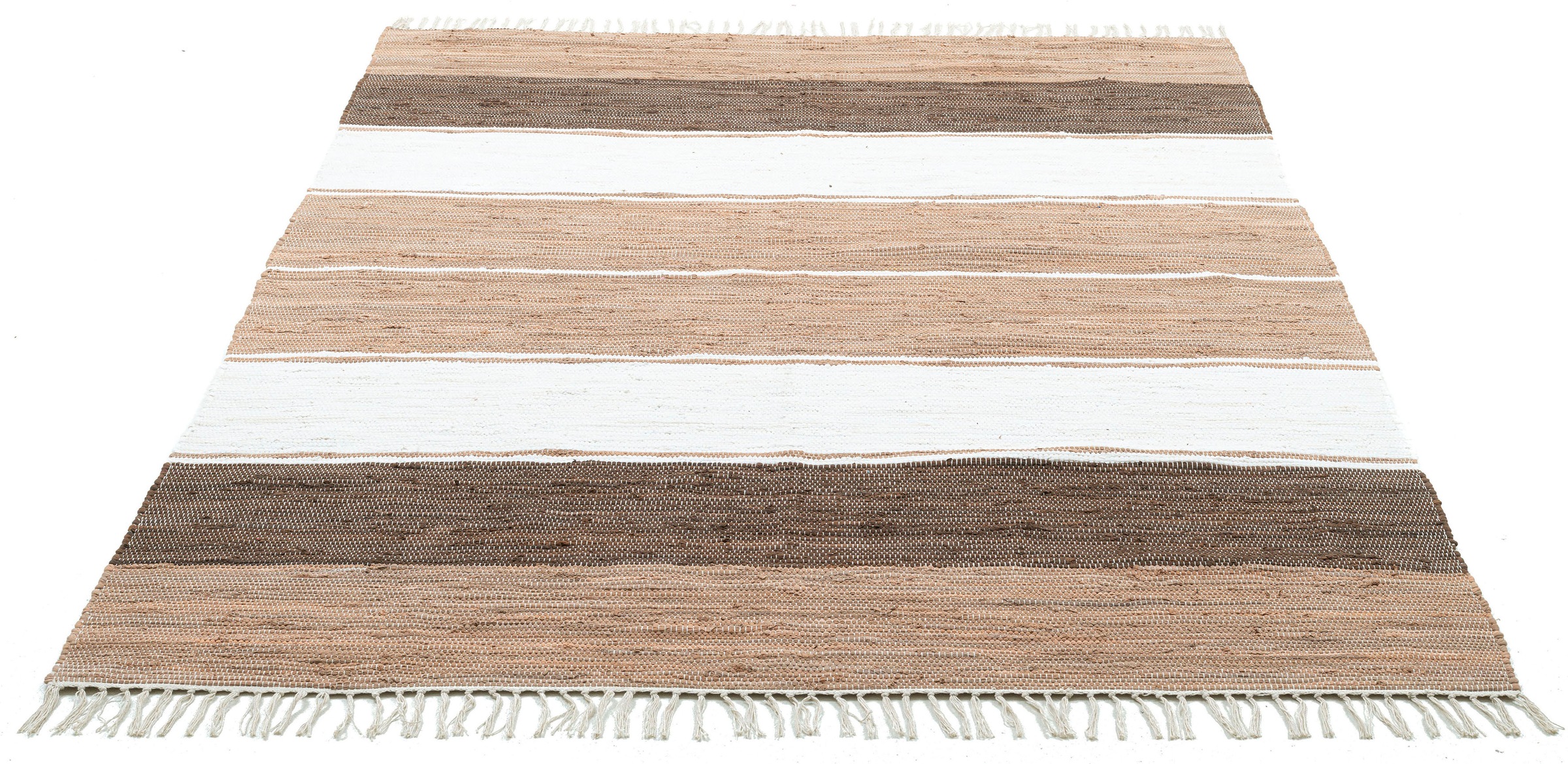 THEKO Teppich »Stripe Cotton, handgewebt«, rechteckig, 5 mm Höhe, Flachgewe günstig online kaufen