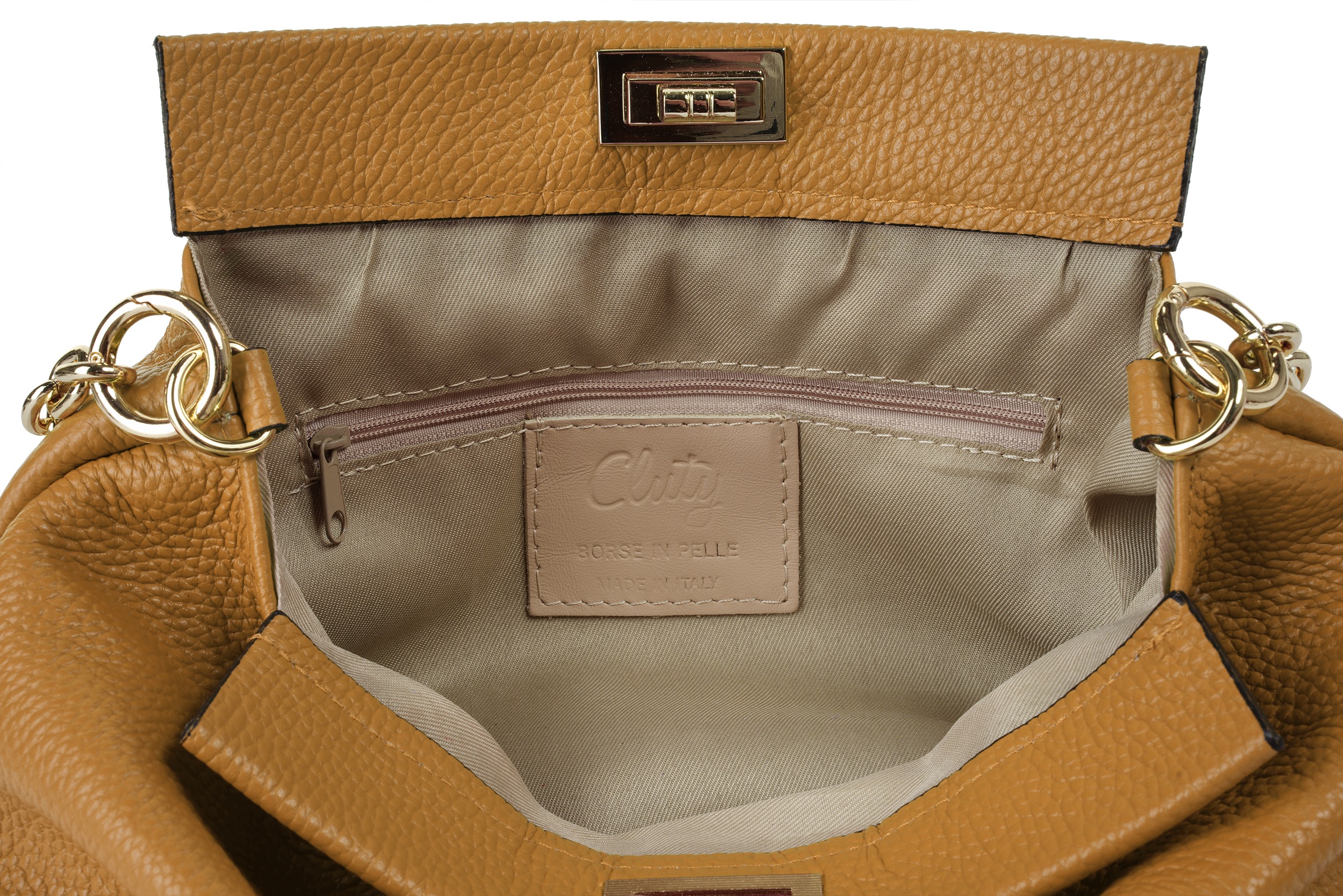 Cluty Umhängetasche, echt Leder, Made in Italy