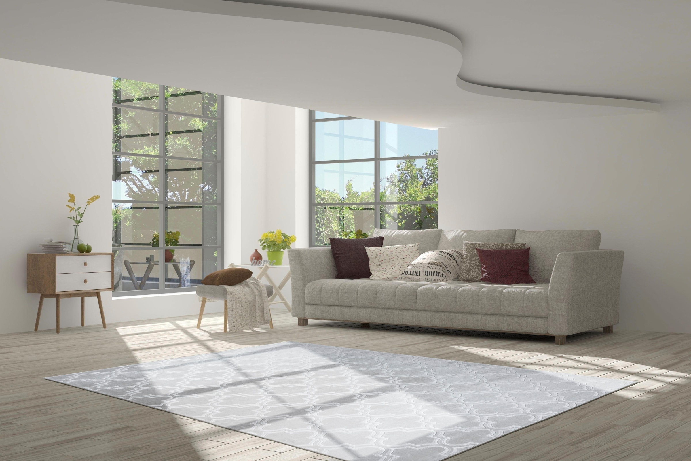 calo-deluxe Teppich »Latemar 200«, rechteckig, 7 mm Höhe, Hoch- Tief Struktur, Wohnzimmer