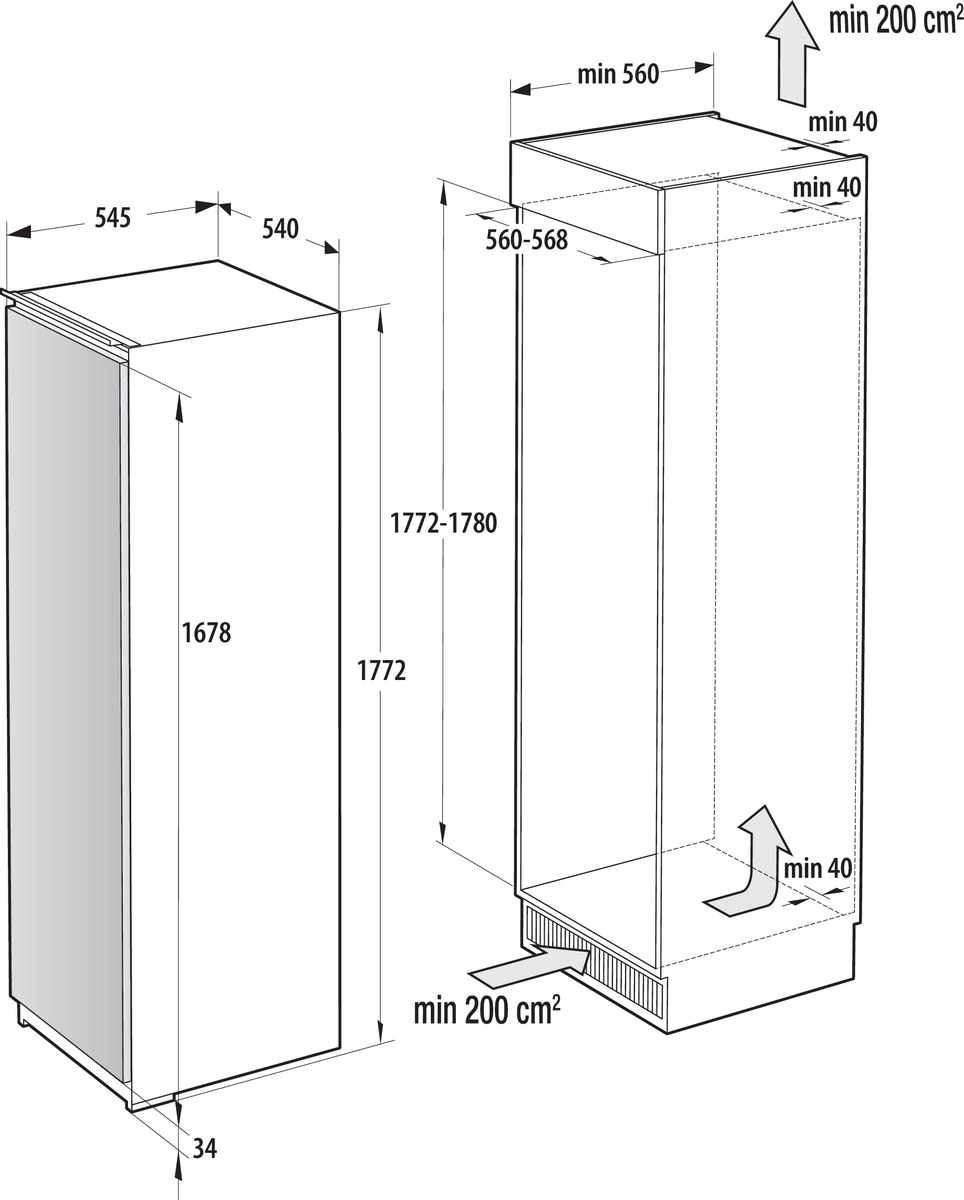 GORENJE Einbaugefrierschrank »FNCI517E41WF«, 177,2 cm hoch, 54 cm breit