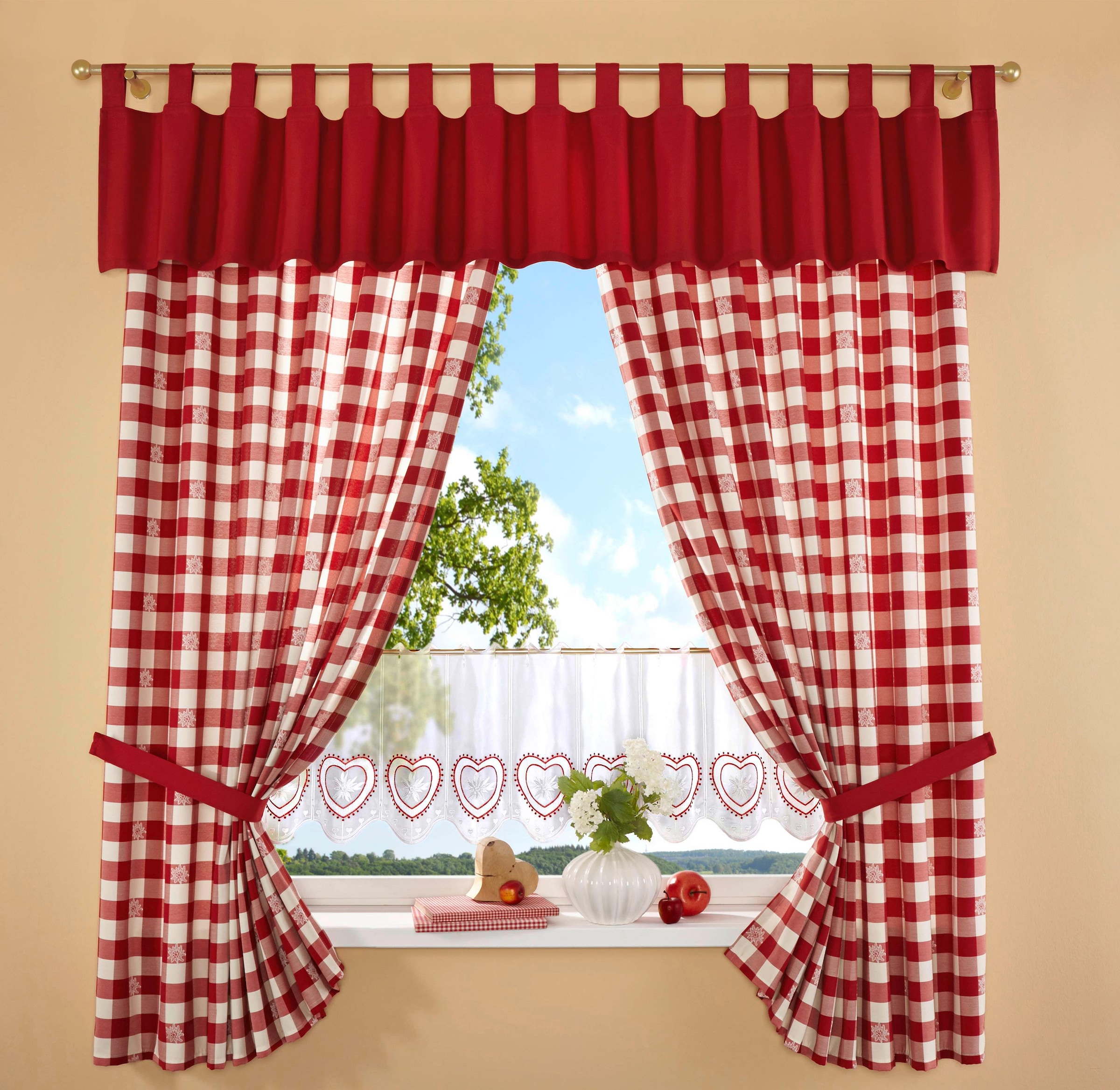 Stickereien Plauen Scheibengardine »Durach1832« Stangendurchzug 1 Stk. tlg. günstig online kaufen