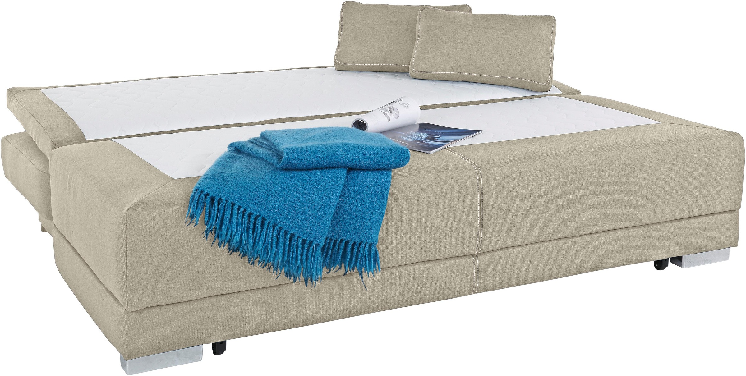 COLLECTION AB Schlafsofa »Berlin«, Bettfunktion und Bettkasten, lose Armlehn-und Rückenkissen