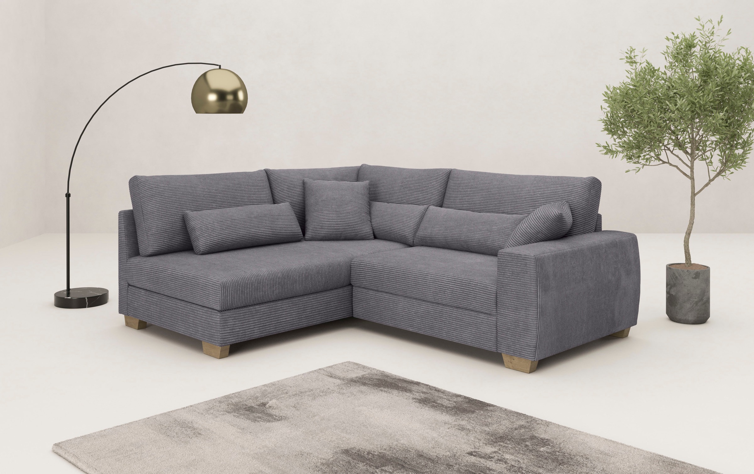 Mr. Couch Ecksofa »Hilla L-Form« Mit Federkern, wahlweise mit Bettfunktion günstig online kaufen