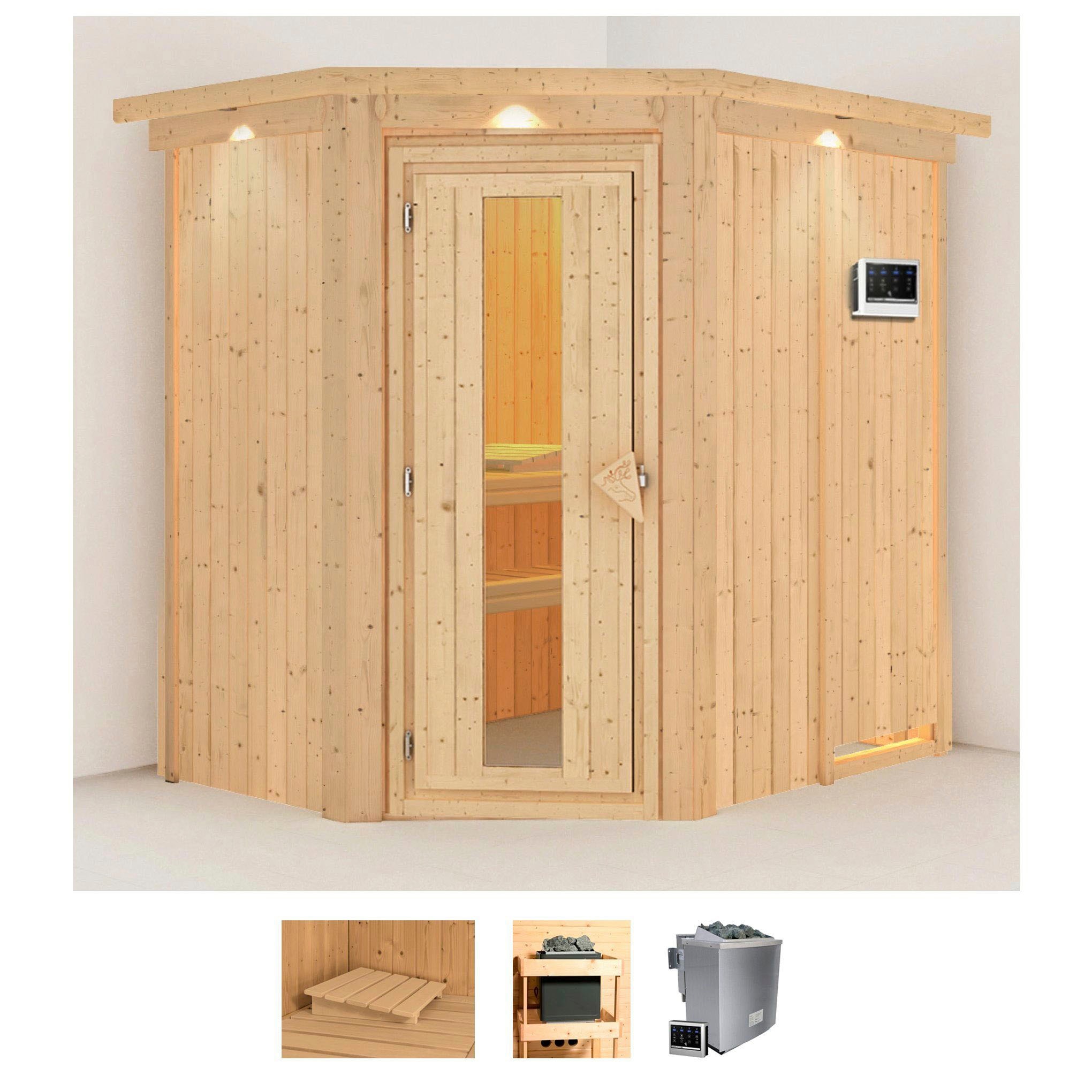 Karibu Sauna »Clara« Set, 9 KW-Bio-Ofen mit externer Steuerung günstig online kaufen