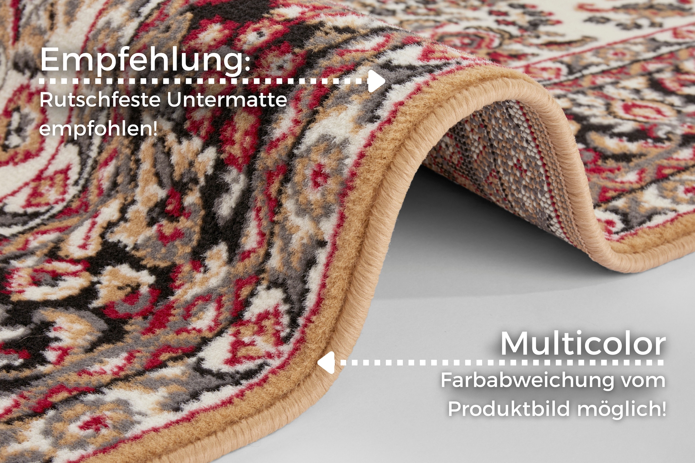 my home Teppich »Halton«, rechteckig, 8 mm Höhe, Kurzflor, Orient-Optik, mit Bordüre, Läufer, pflegeleicht, gekettelt