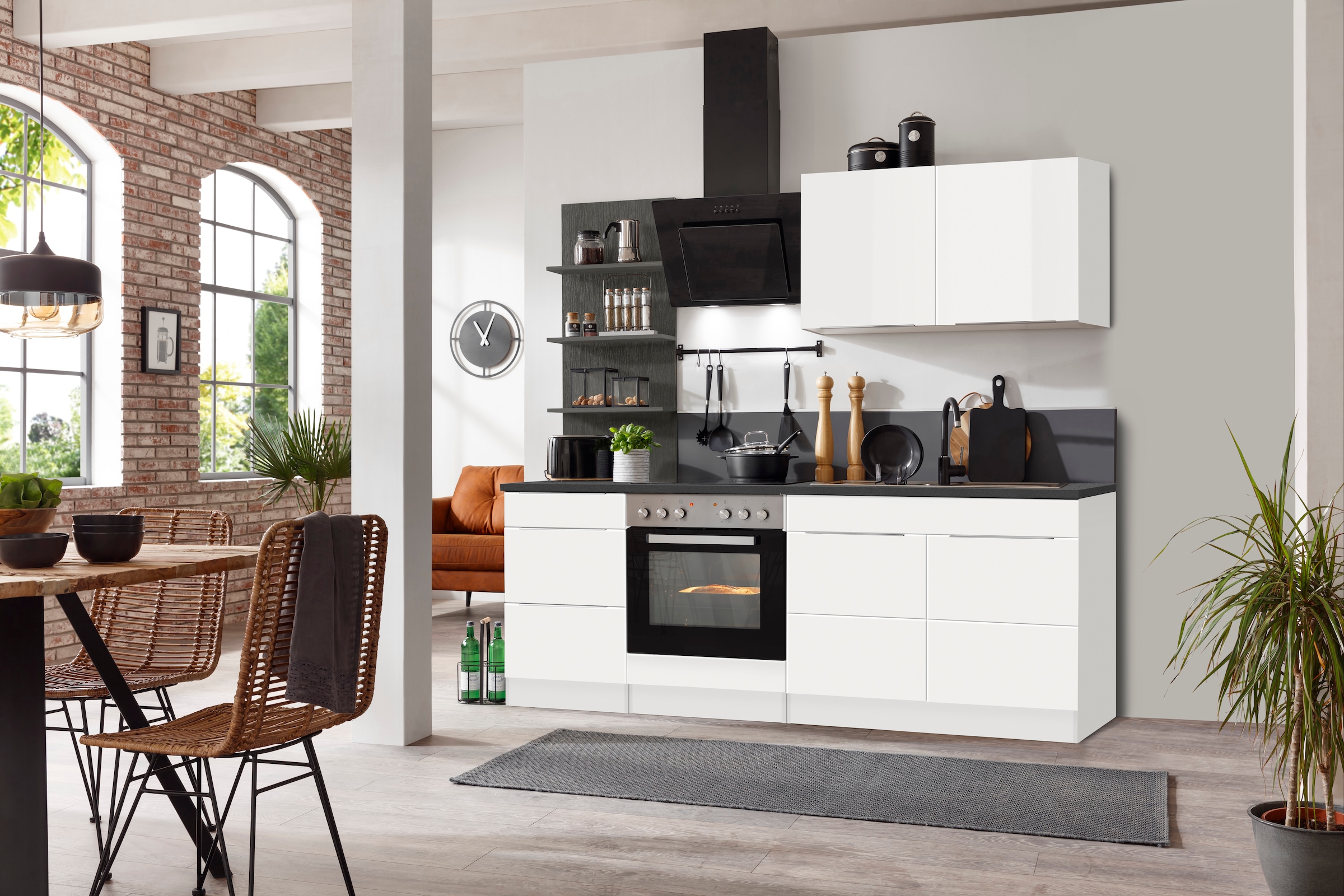 KOCHSTATION Küchenzeile »KS-Brindisi« Breite 210 cm, wahlweise mit E-Geräte günstig online kaufen