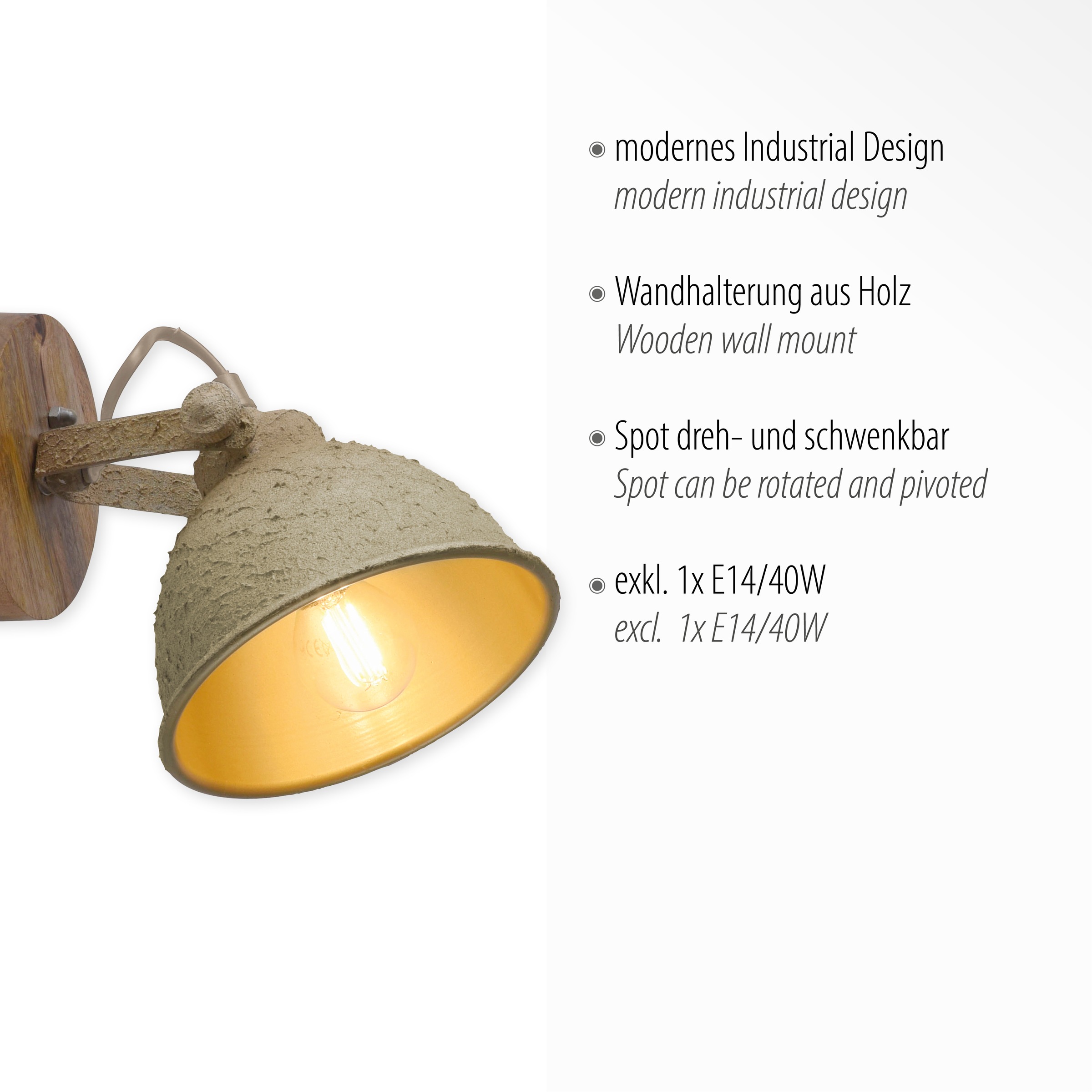 JUST LIGHT Wandleuchte »SAMIA«, 1 flammig, Leuchtmittel E14 | ohne Leuchtmittel, ExklusiveE14