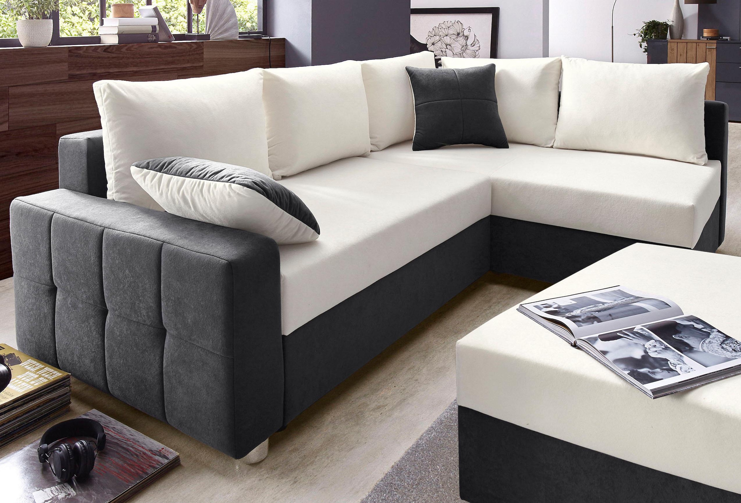 COLLECTION AB Ecksofa »Parma L-Form«, mit Bettfunktion und Federkern