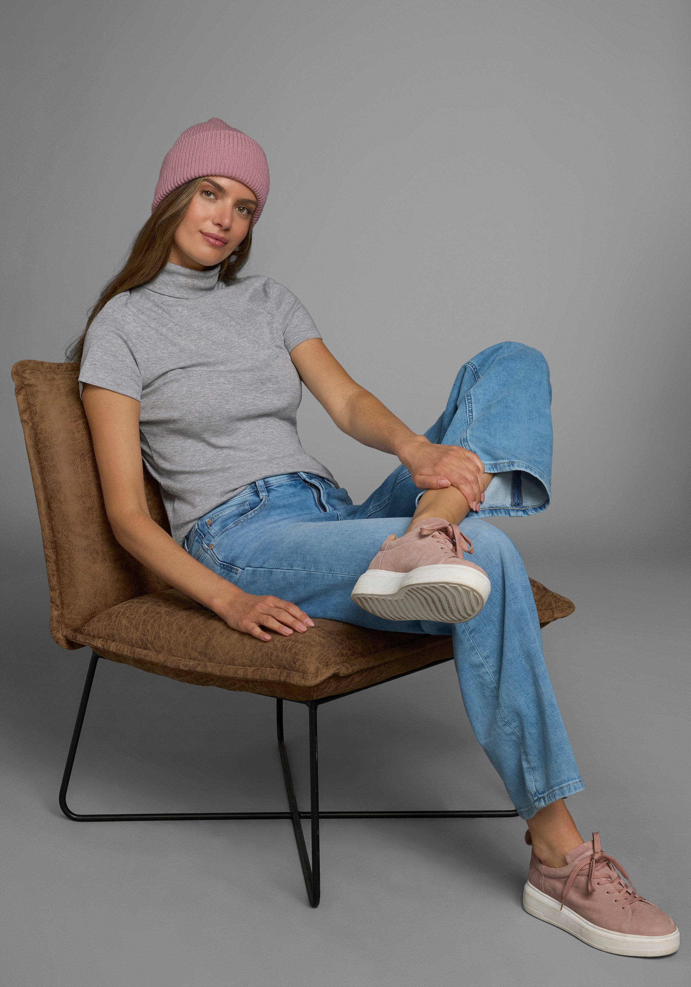 Flashlights Rollkragenshirt figurbetont,  Basic-Stil,  Rollkragen,  aus 100% Baumwolle,  elastisch