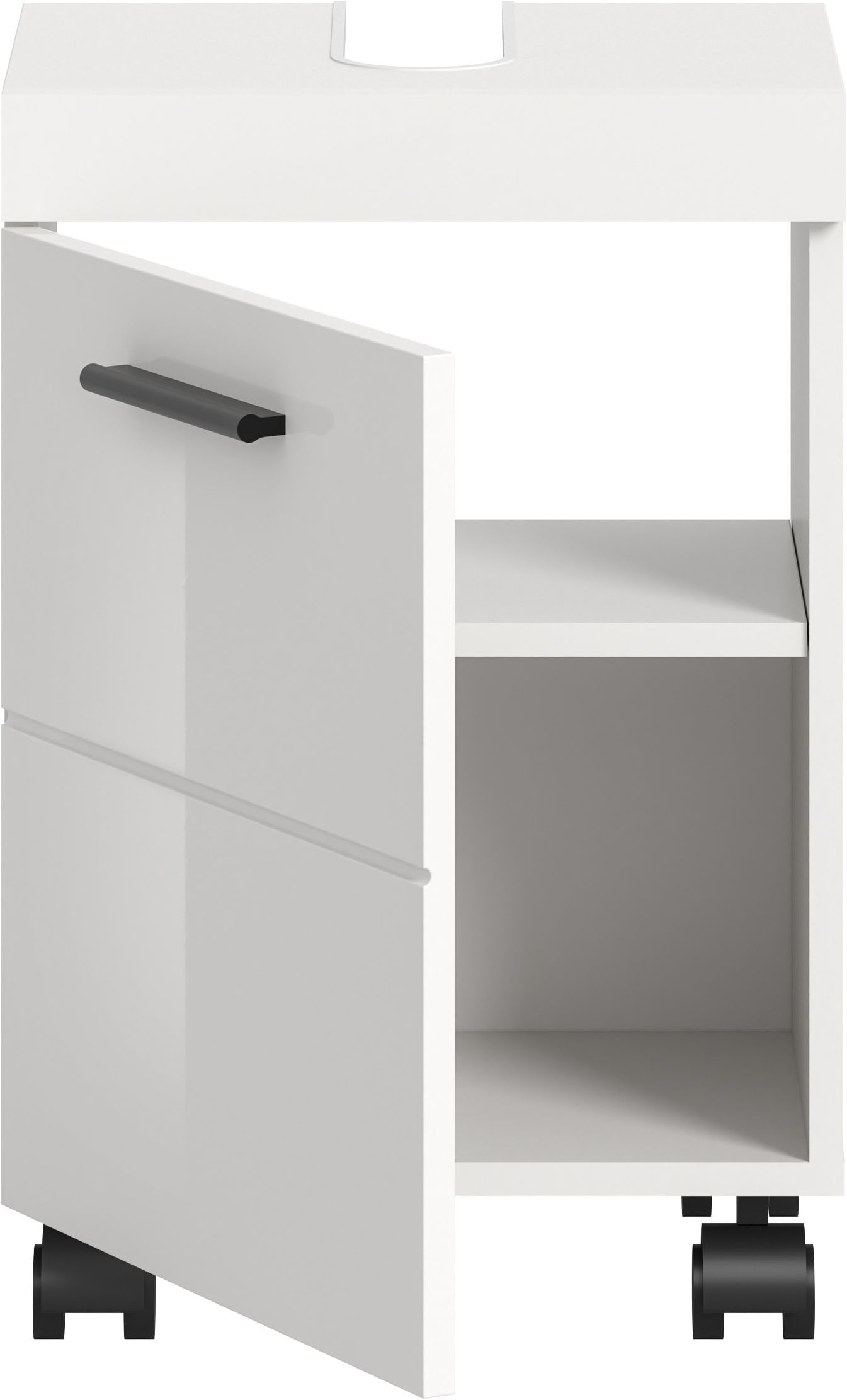 welltime Waschbeckenunterschrank »AVON, Breite 40 cm, 1 Tür, 1 Einlegboden, 2 Fächer« mit Siphonausschnitt 22x8 cm, Rückwand mit Ausschitt,  Badmöbel, Badschrank, Unterschrank, Waschtisch, Kommode, Bad