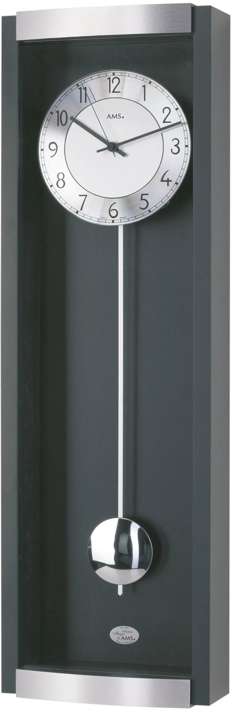 AMS Funk-Pendelwanduhr »F5285/11«, Quarzuhr, Holz-/Aluminium-/Glasgehäuse,Made in Germany,Wohnzimmer