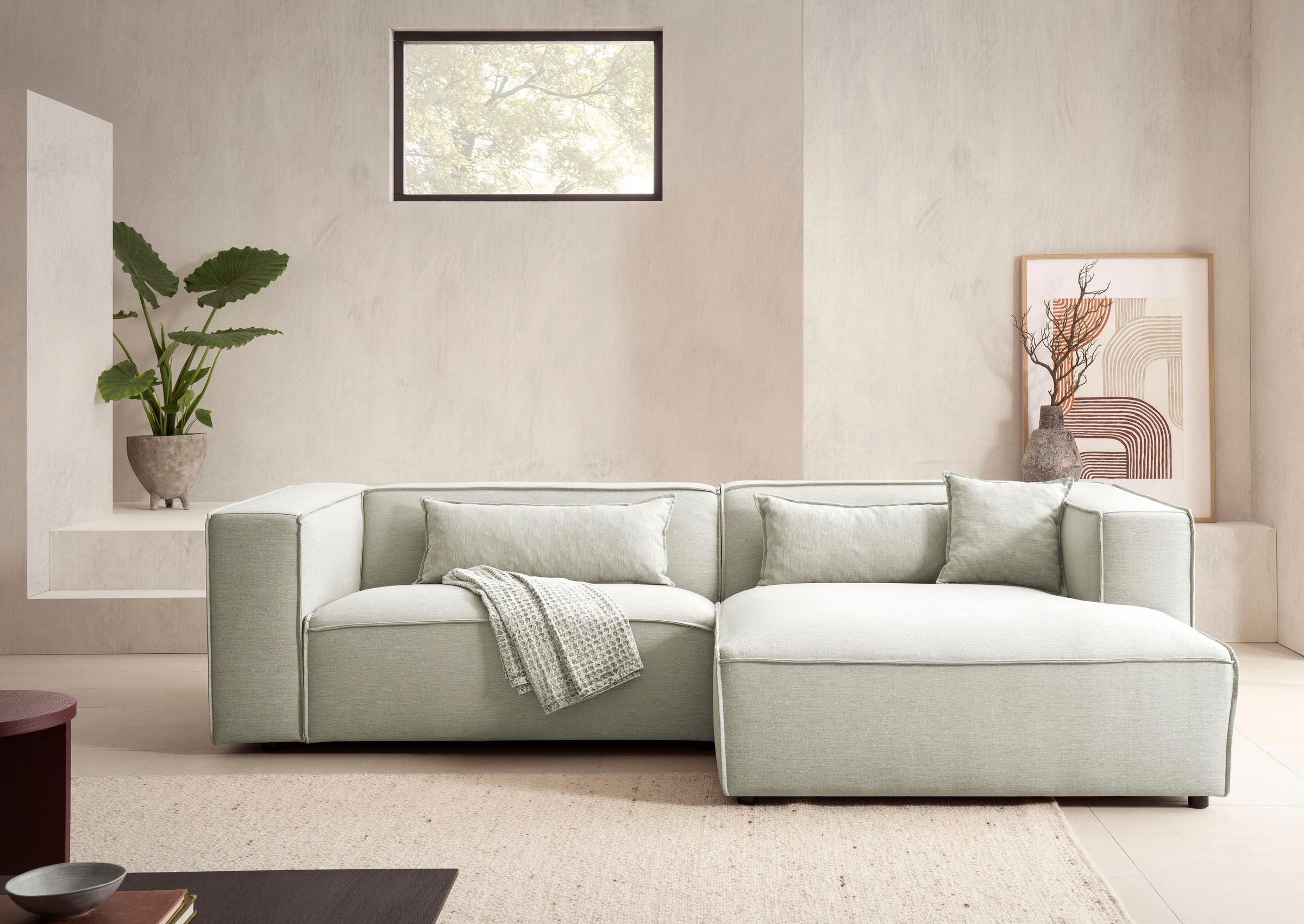 LeGer Home by Lena Gercke Ecksofa »PIARA mit Kedernaht, Cord, Leinenoptik o günstig online kaufen