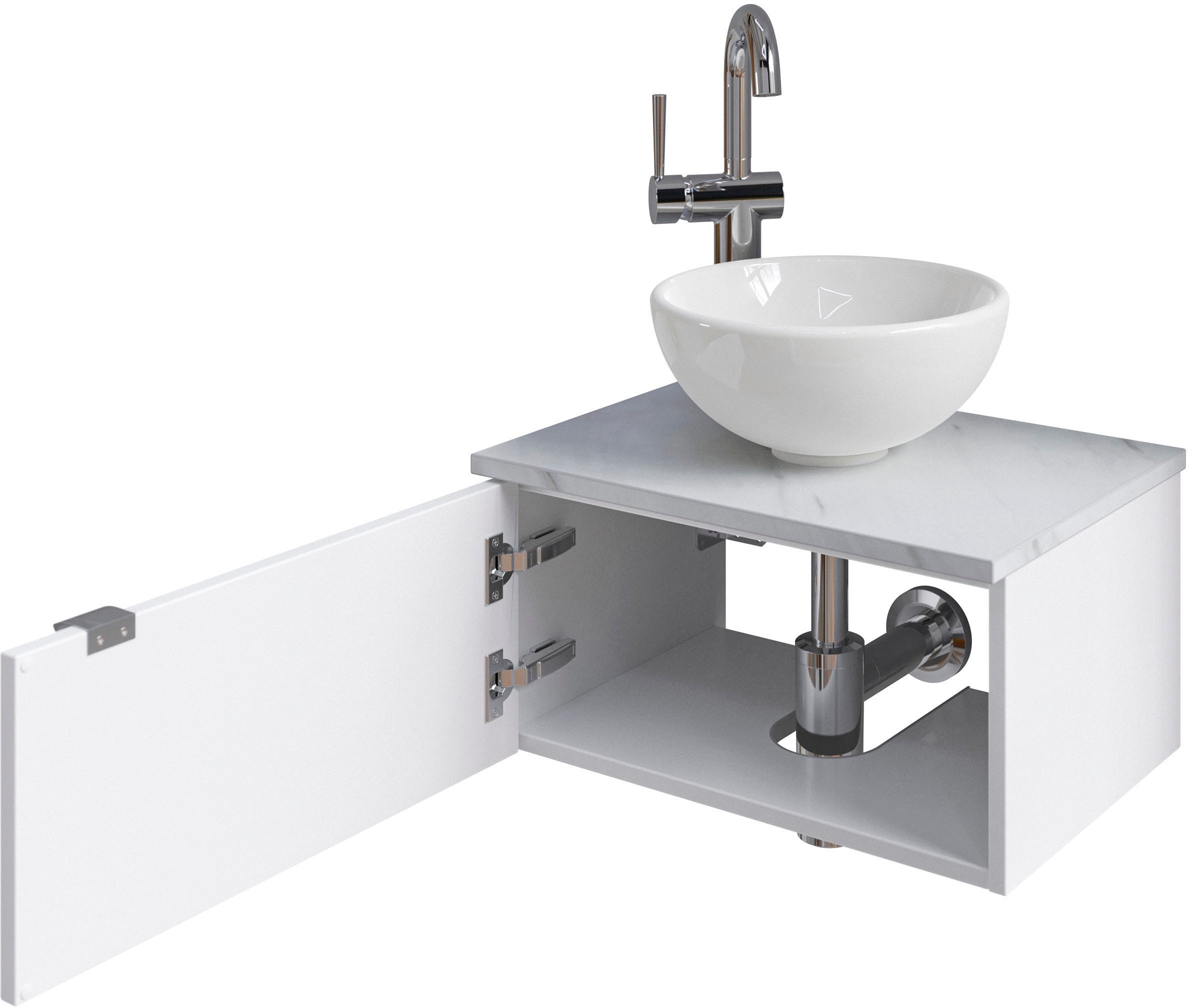 Saphir Waschtisch »Serie 6915 Waschschale mit Unterschrank für Gästebad, Gäste WC«, 51 cm breit, 1 Tür, Waschtischplatte, kleine Bäder, ohne Armatur