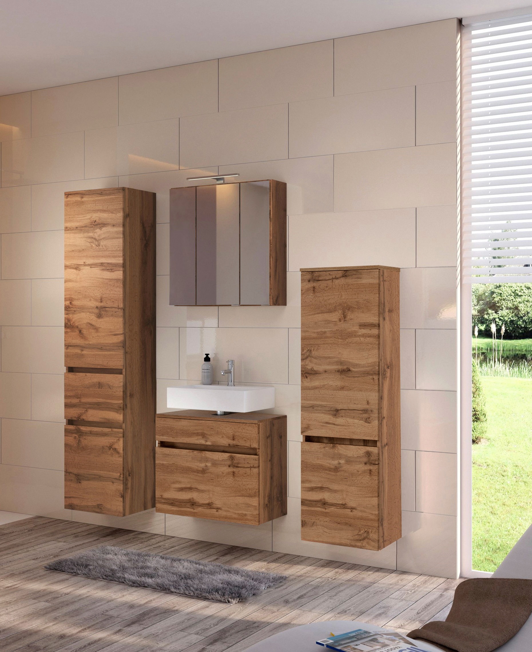 welltime Waschbeckenunterschrank »Baabe«, Badmöbel Breite 60 cm, hängende Montage