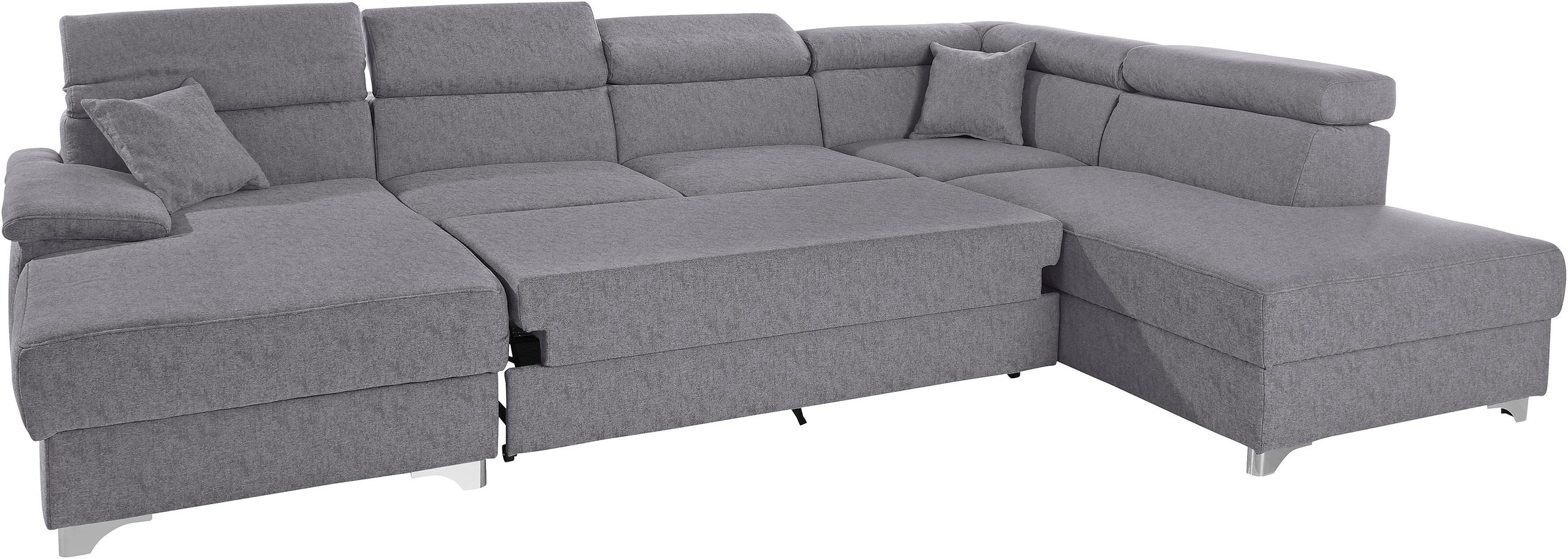 DOMO collection Wohnlandschaft »Mira, inklusive Kopfteilverstellung für mehr Wohlfühlkomfort, U-Form«, wahlweise mit Bettfunktion und Bettkasten, elegant und modern