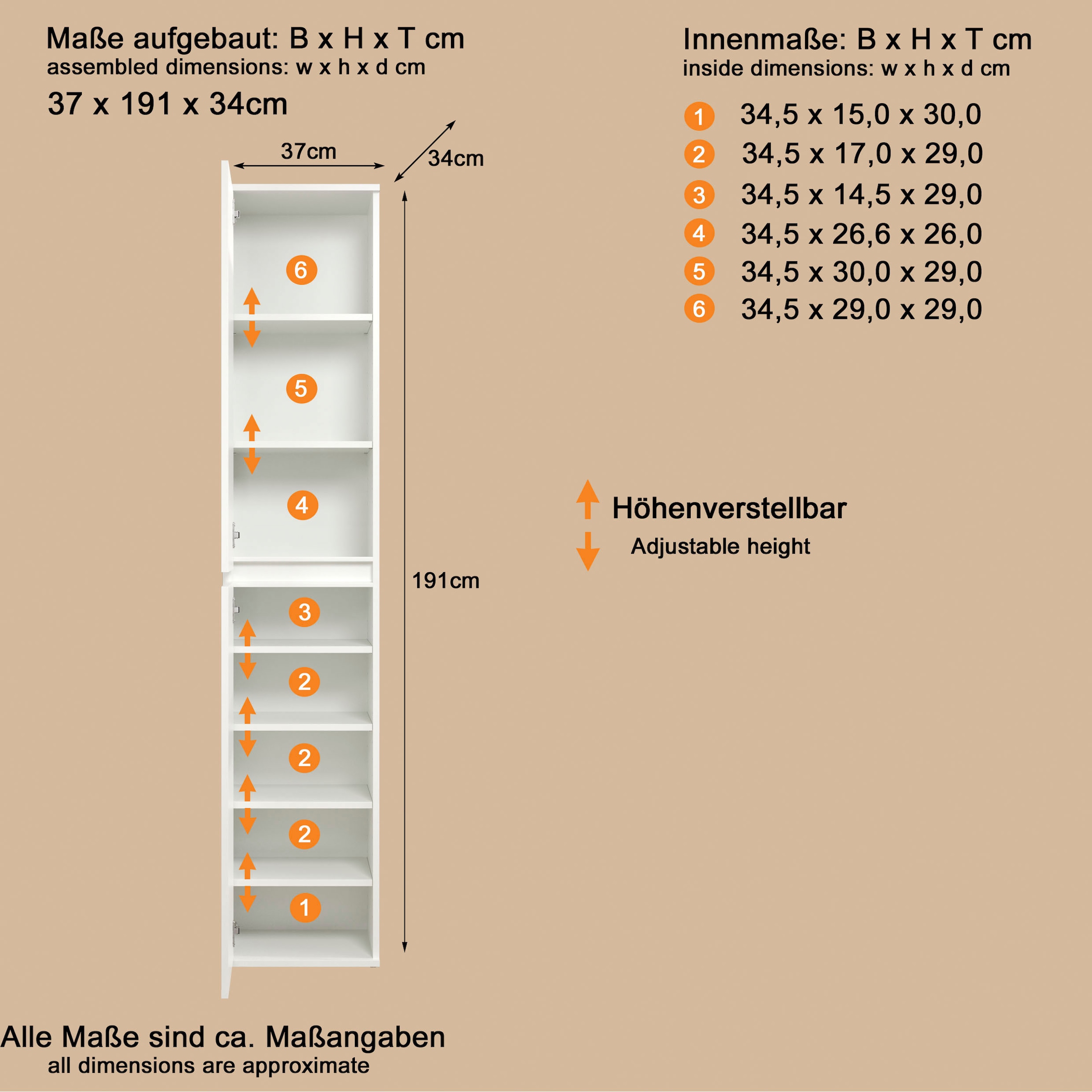 Home affaire Mehrzweckschrank »Novara« Mehrzweckschrank mit Kleiderstange - (B/T/H) nach Wahl 37-74/34/191 cm