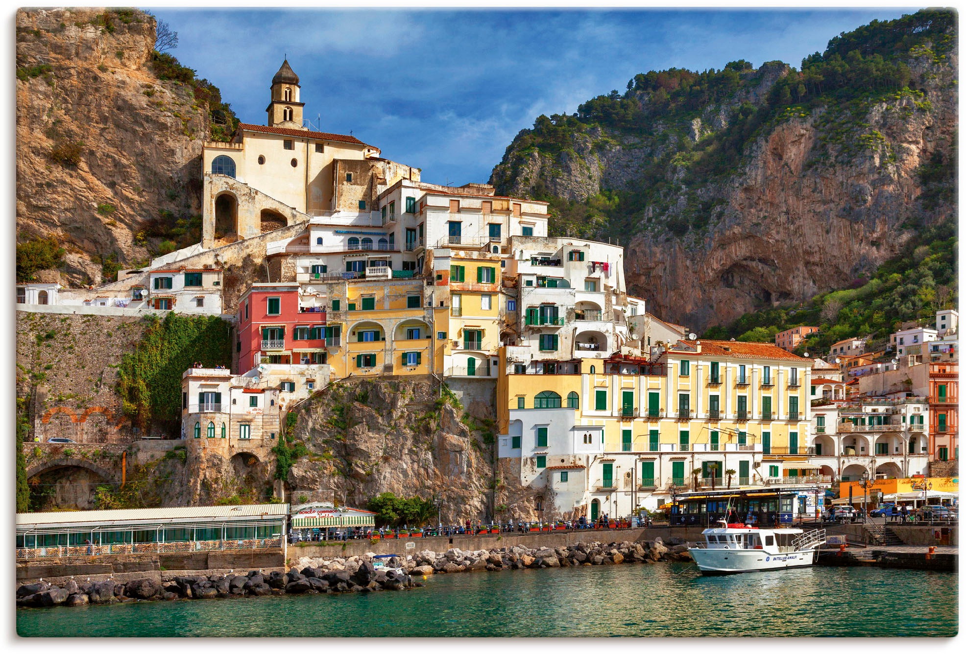 Artland Wandbild »Hafen von Amalfi an der Amalfiküste«, Italien, (1 St.), als Alubild, Outdoorbild, Leinwandbild, Poster in verschied. Größen