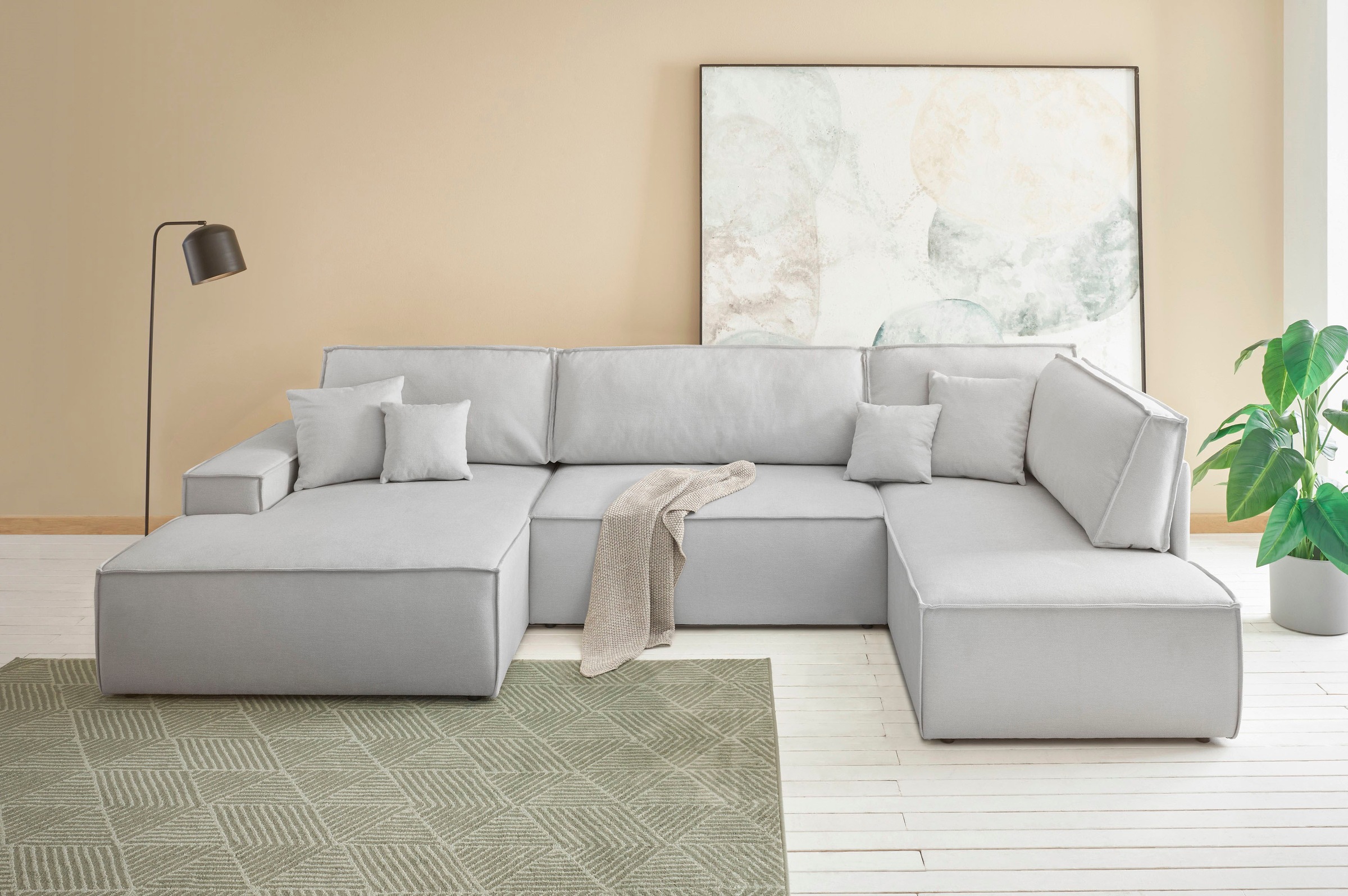 andas Wohnlandschaft »FINNLEY U-Form XXL 329 cm, Schlafsofa, Schlaffunktion günstig online kaufen