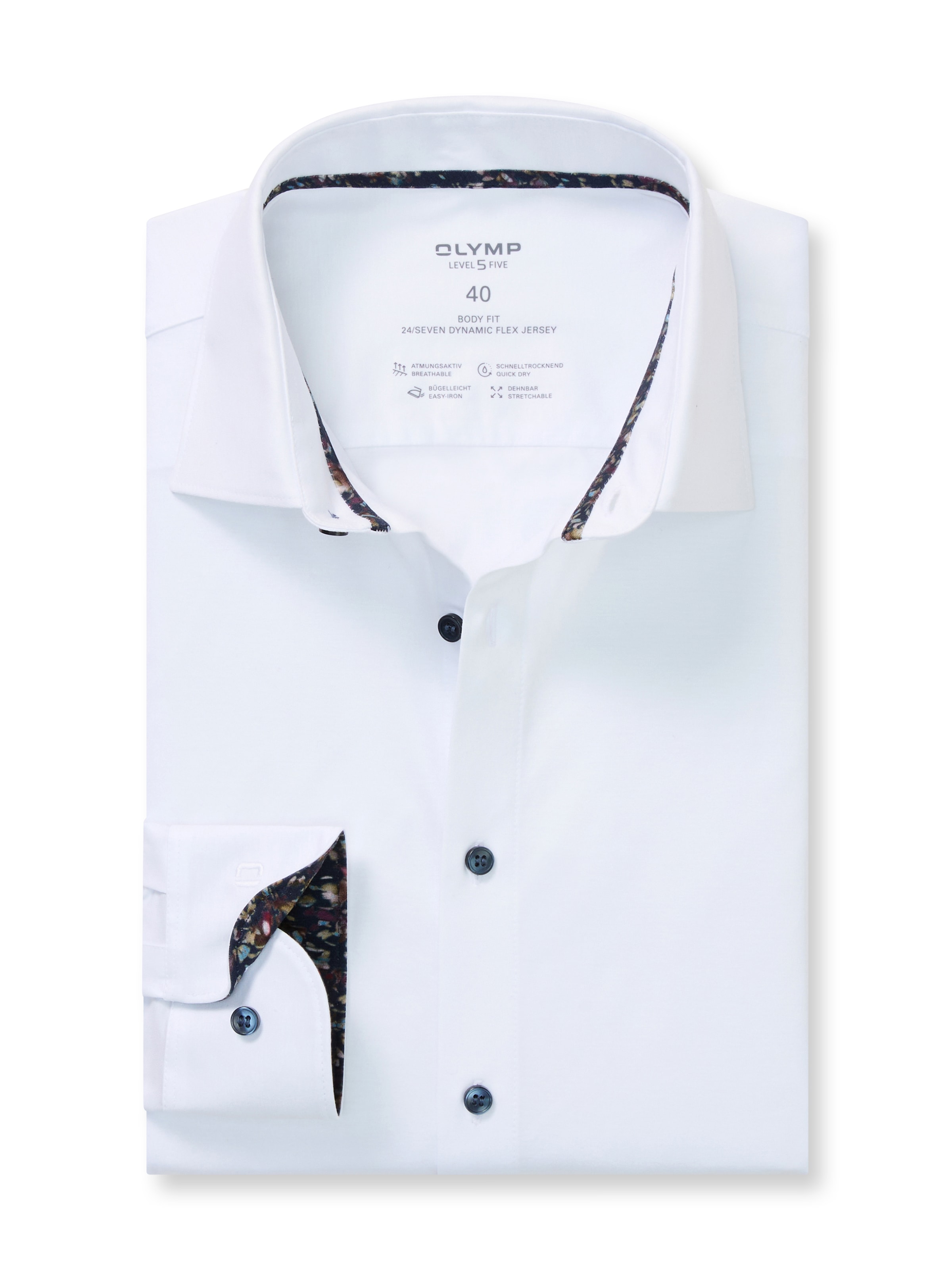 OLYMP Langarmhemd »Level Five 24/Seven« Businesshemd, body fit, New York Kentkragen, Jersey