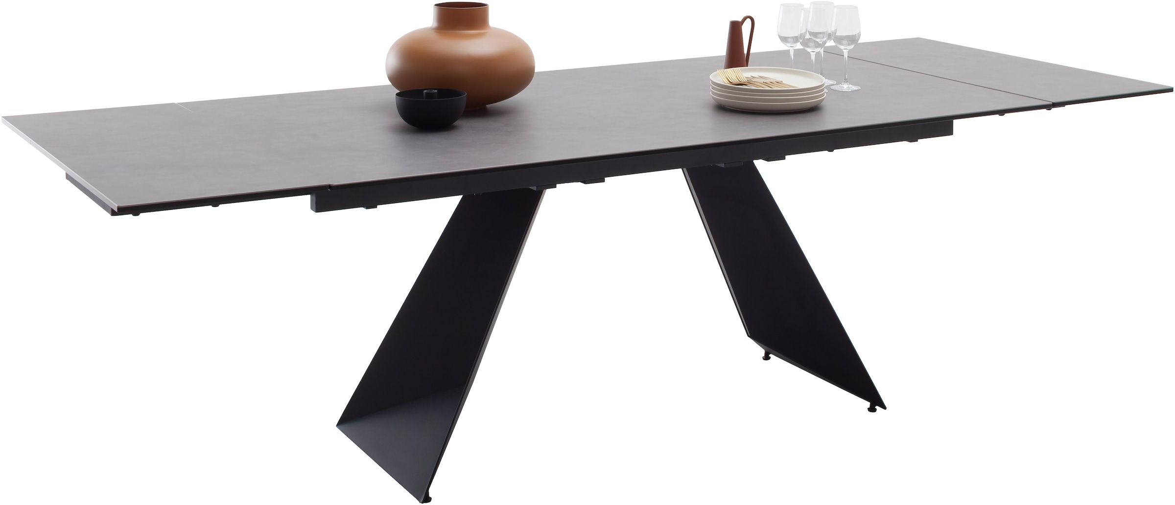 MCA furniture Esstisch »Nagoya« 1 Stk. tlg. Auszugstisch, Stirnauszug, Metallgestell, Keramik, Sicherheitsglas